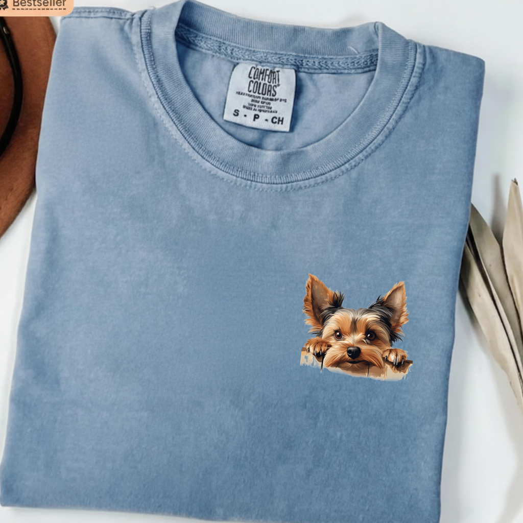 Yorkie Peeking T-Shirt — Cute Yorkshire Terrier Graphic Tee