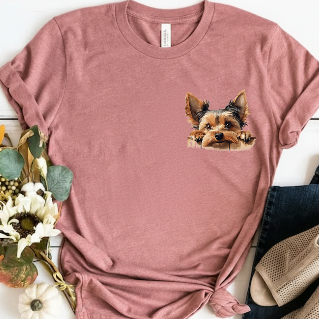 Yorkie Peeking T-Shirt — Cute Yorkshire Terrier Graphic Tee