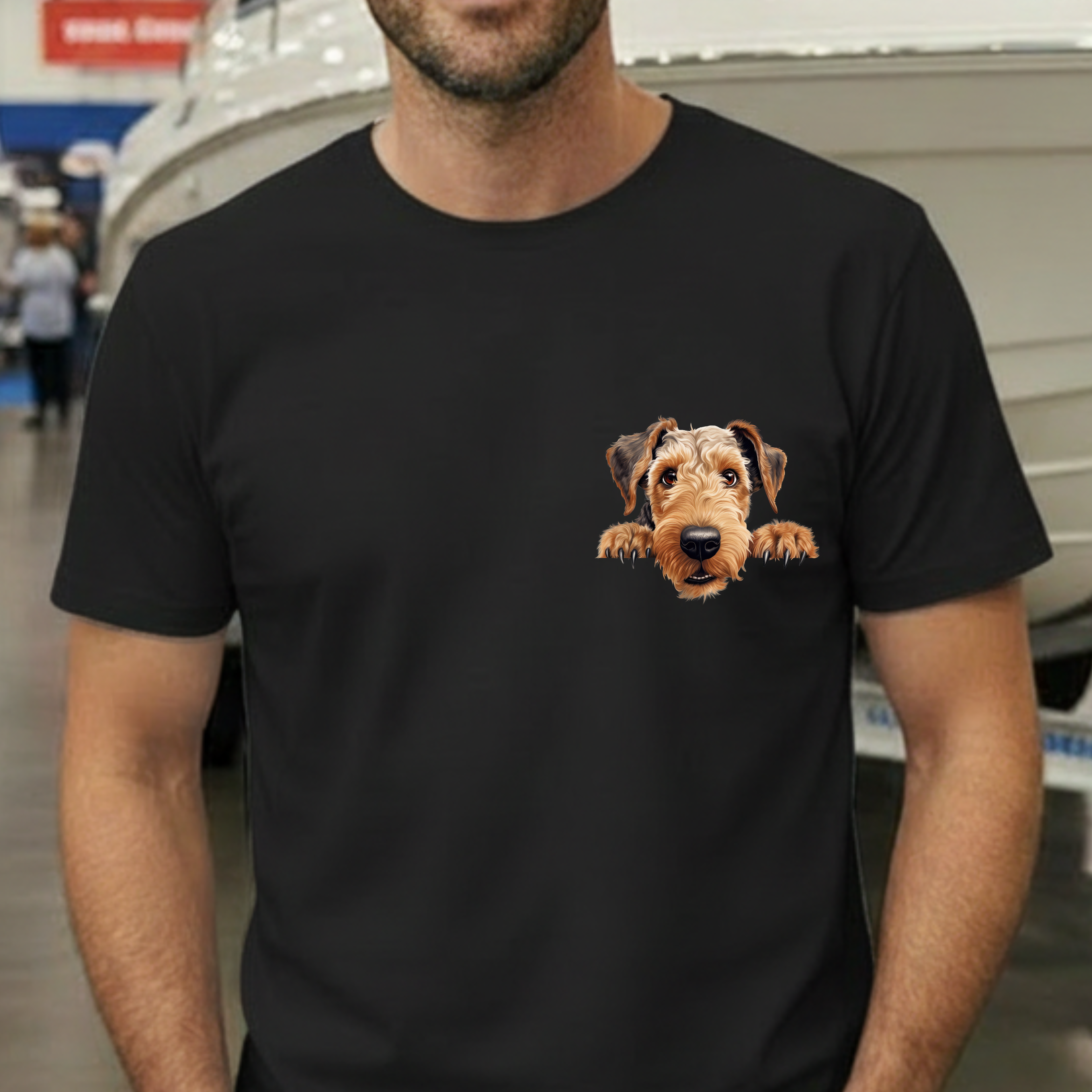 Peekaboo Airedale Dog T‑Shirt — Cute Puppy Graphic Tee