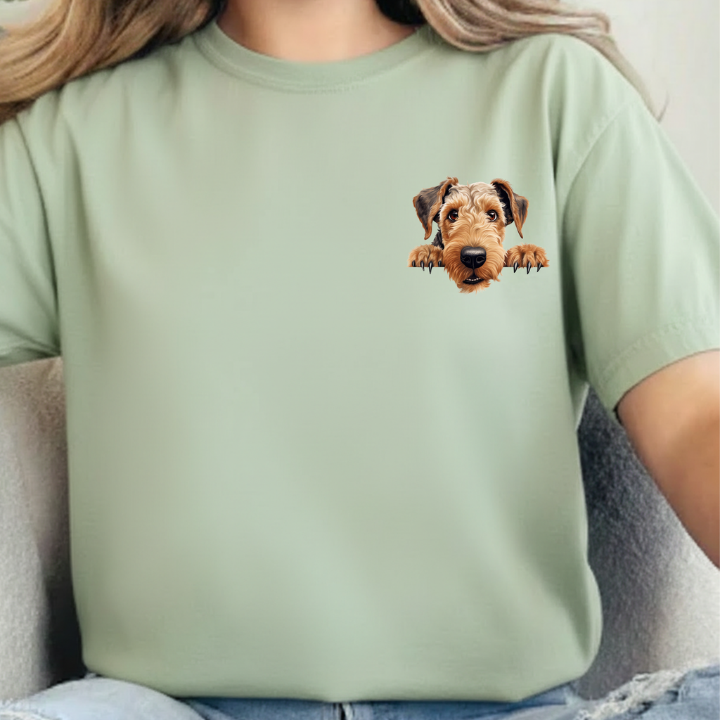 Peekaboo Airedale Dog T‑Shirt — Cute Puppy Graphic Tee