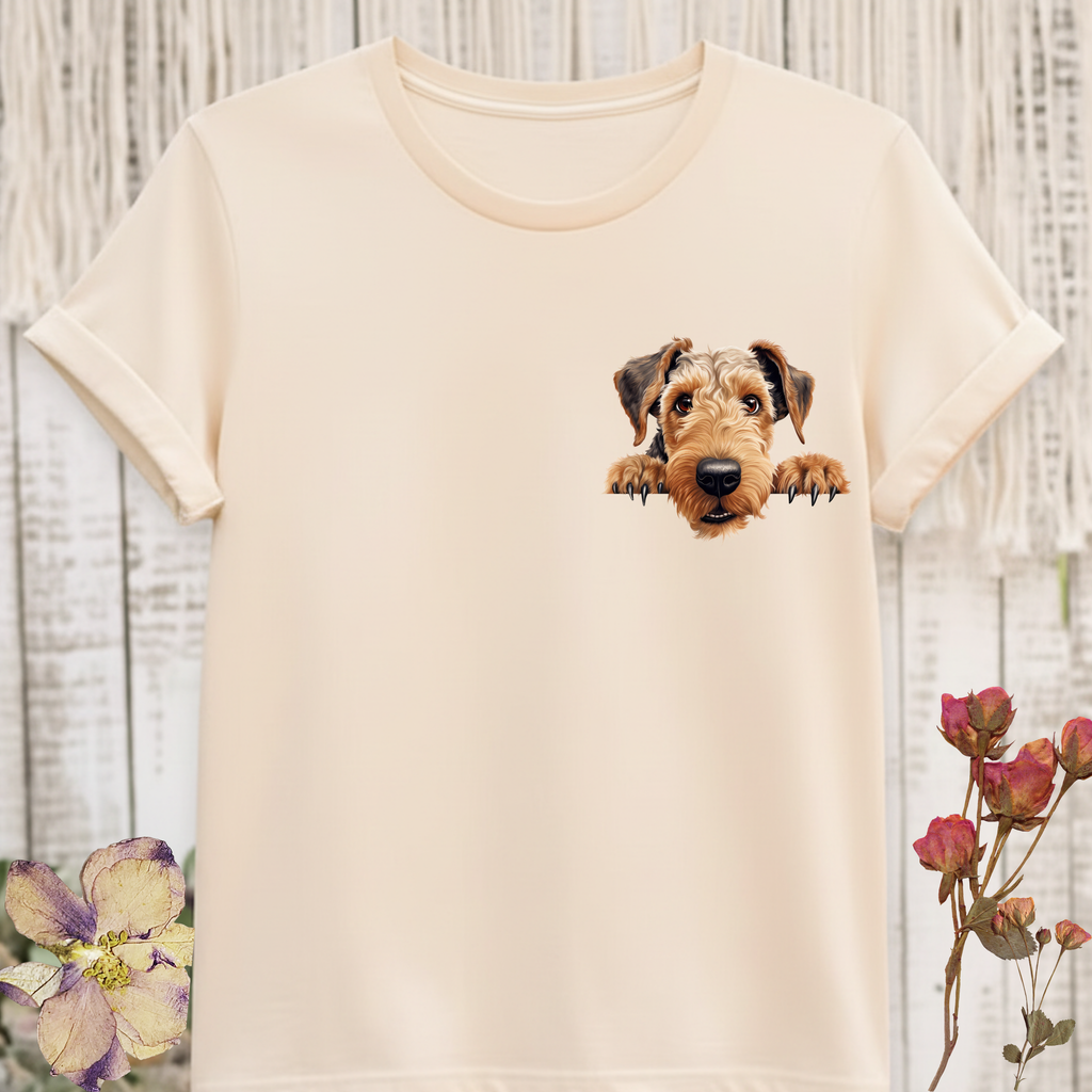 Peekaboo Airedale Dog T‑Shirt — Cute Puppy Graphic Tee