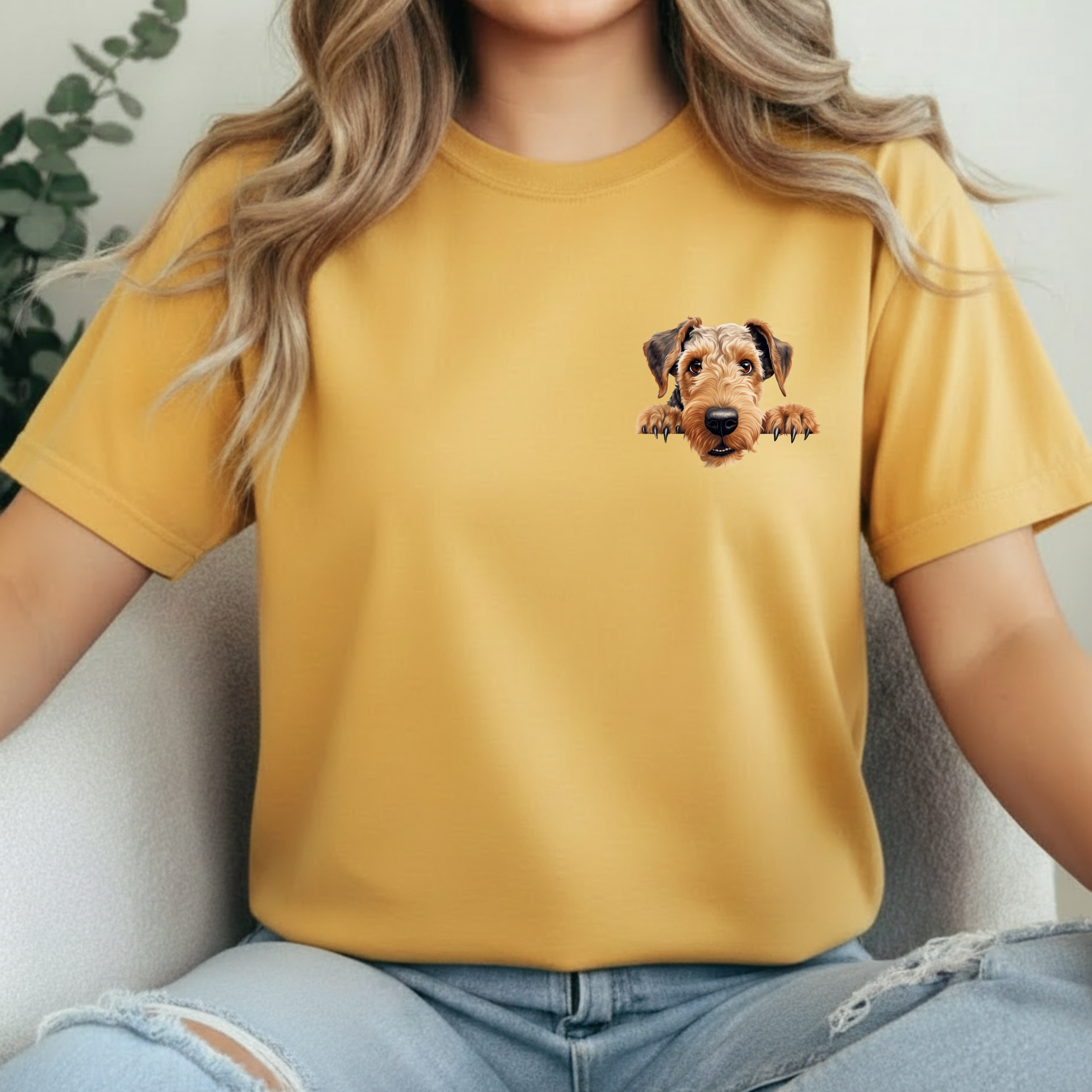 Peekaboo Airedale Dog T‑Shirt — Cute Puppy Graphic Tee
