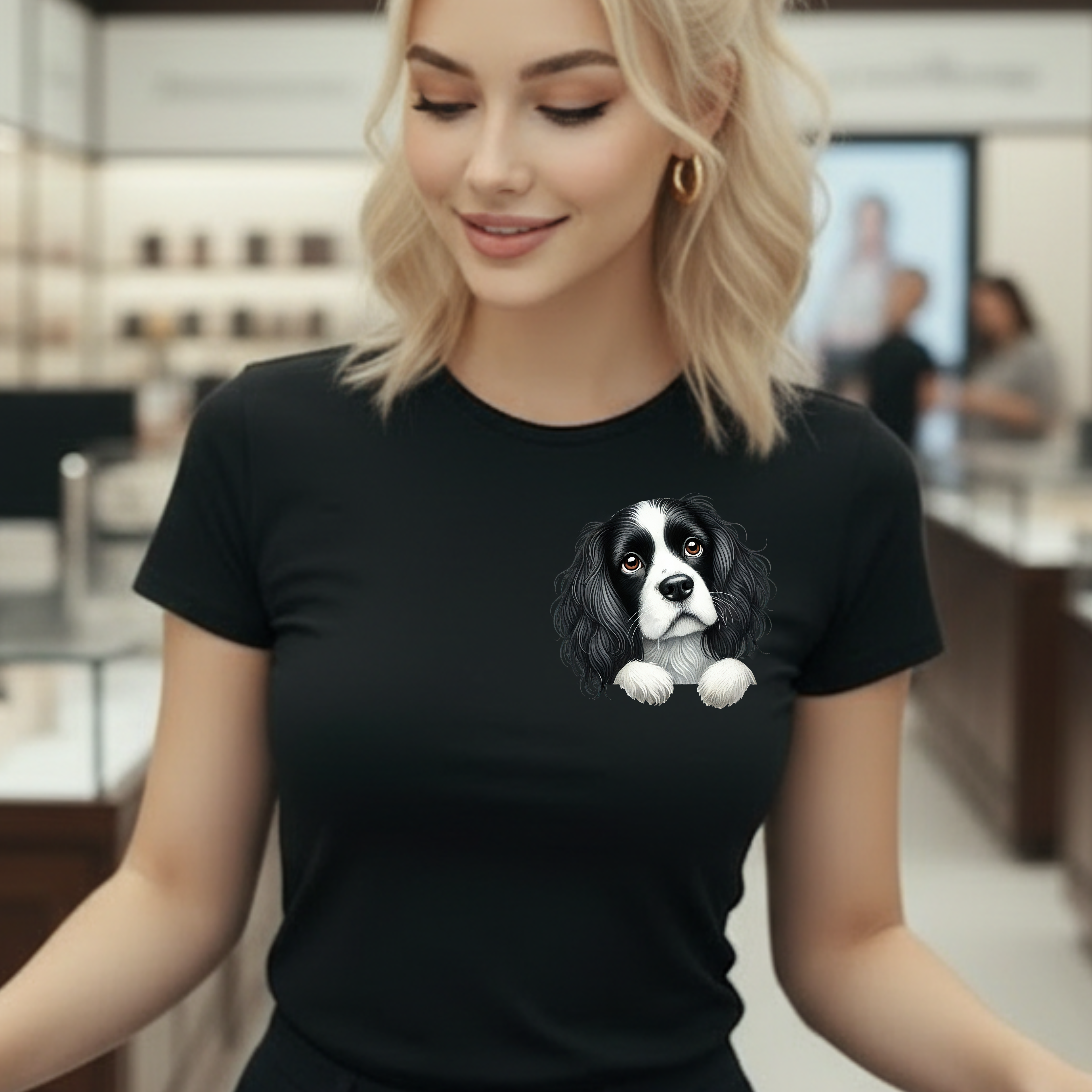 Peek-a-Border Spaniel T-Shirt — Cute Dog Face Tee for Dog Lovers