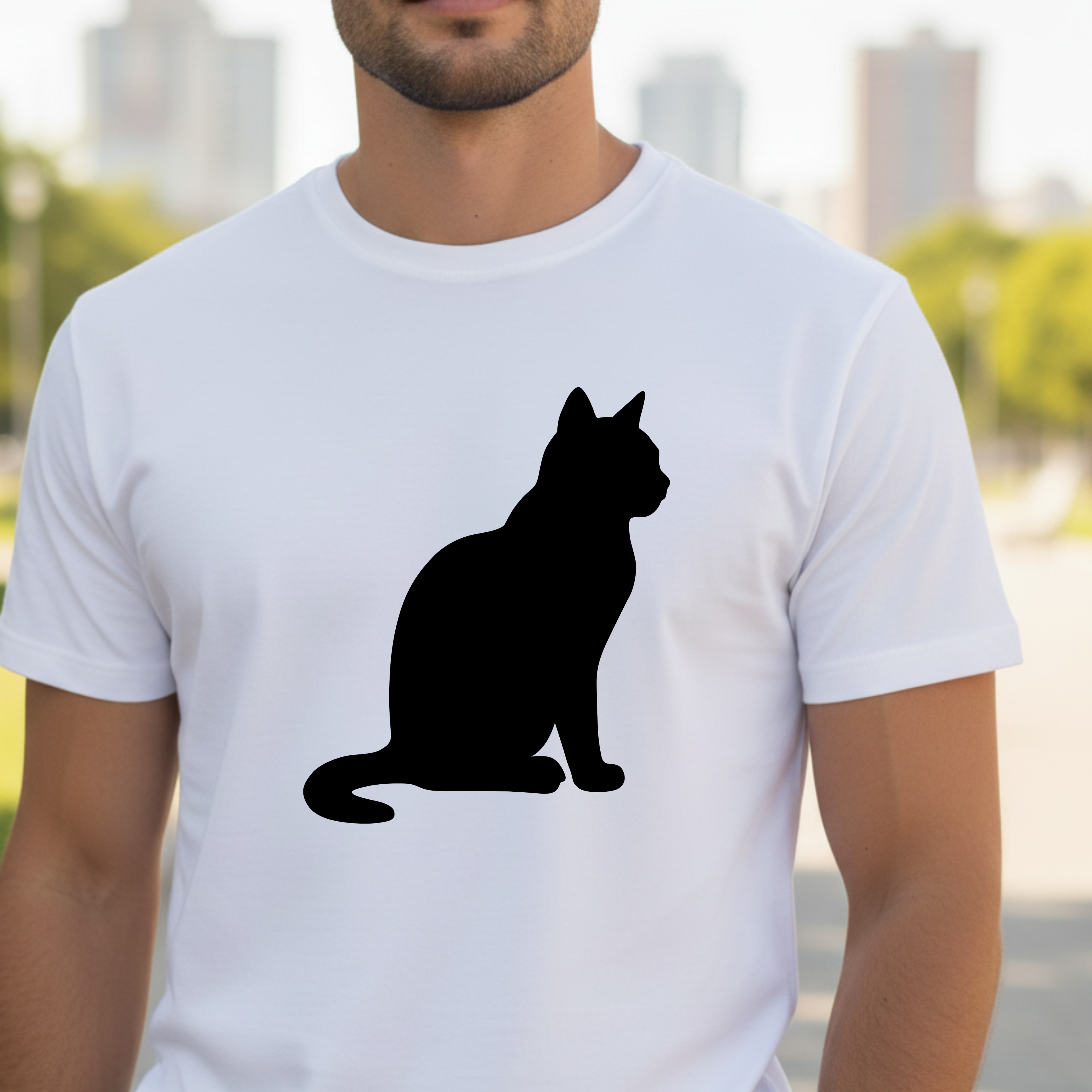 Cat Silhouette T‑Shirt — Minimal Black Kitty Graphic Tee