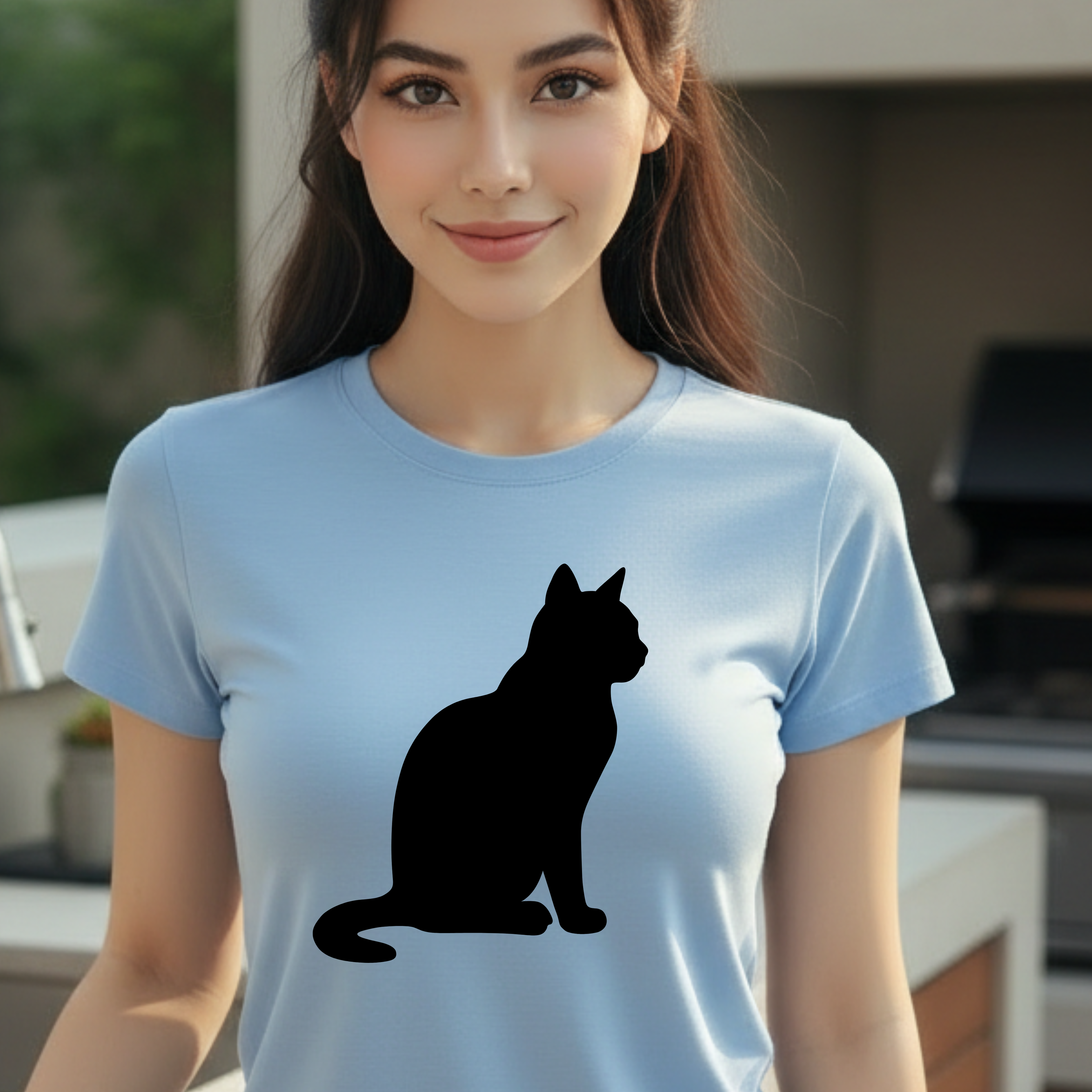 Cat Silhouette T‑Shirt — Minimal Black Kitty Graphic Tee