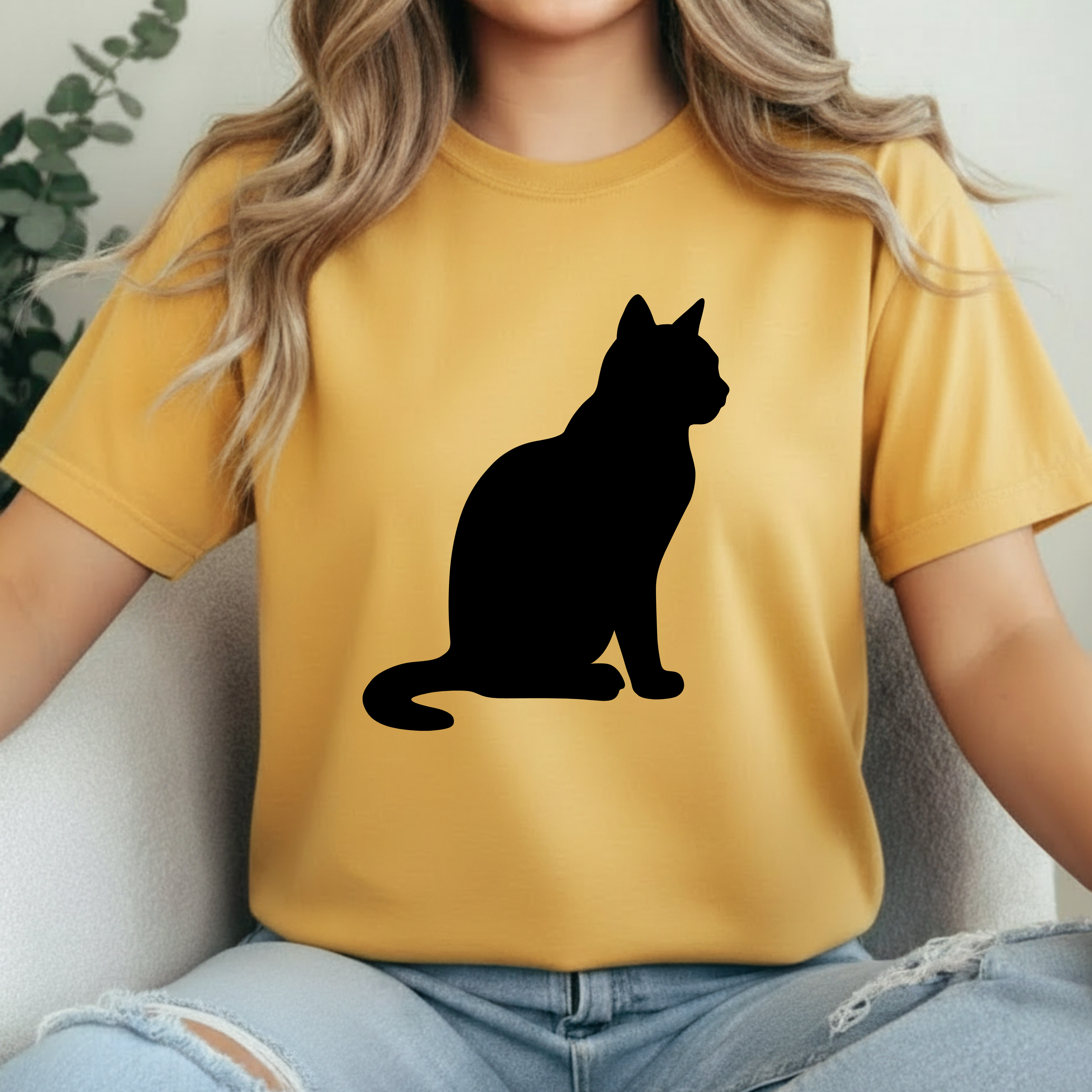 Cat Silhouette T‑Shirt — Minimal Black Kitty Graphic Tee