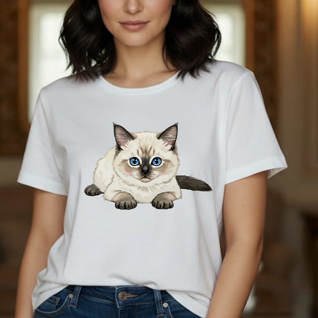 Cat Graphic T-Shirt — Cute Blue-Eyed Siamese Kitten Tee for Cat Lovers