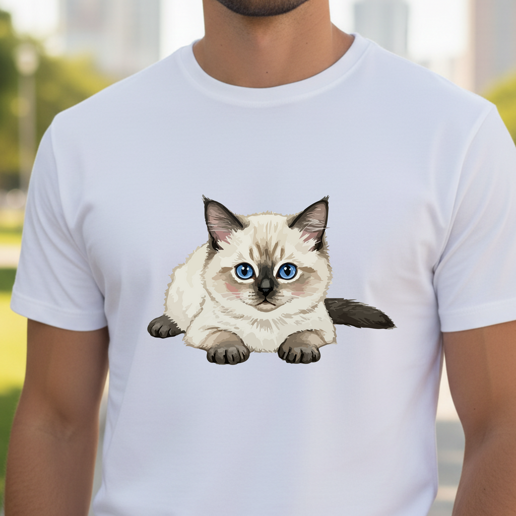 Cat Graphic T-Shirt — Cute Blue-Eyed Siamese Kitten Tee for Cat Lovers