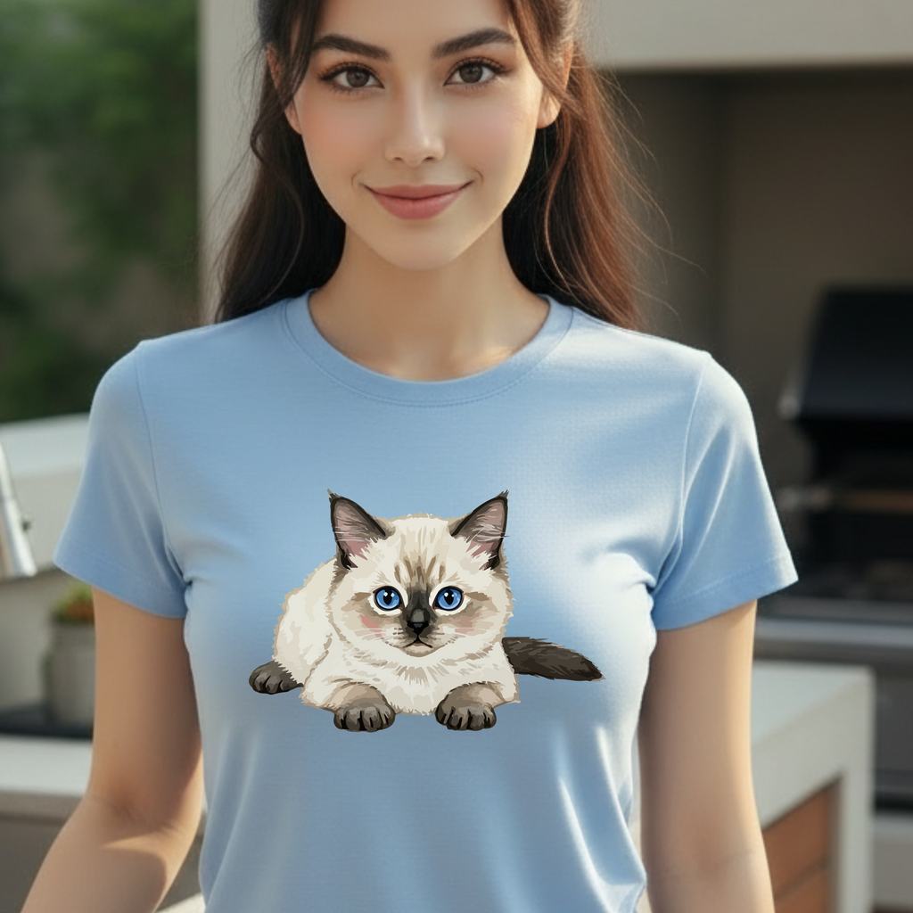 Cat Graphic T-Shirt — Cute Blue-Eyed Siamese Kitten Tee for Cat Lovers