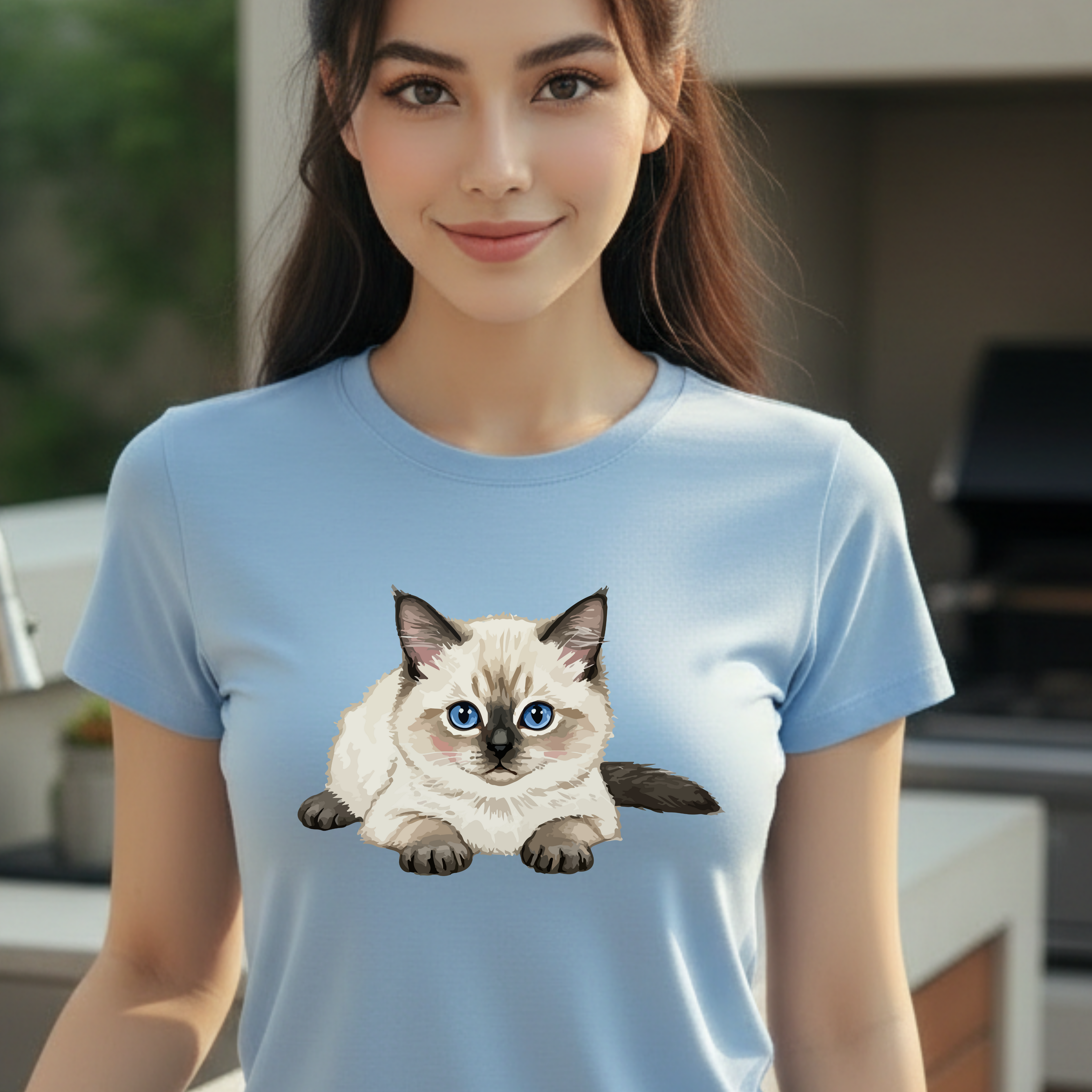Cat Graphic T-Shirt — Cute Blue-Eyed Siamese Kitten Tee for Cat Lovers