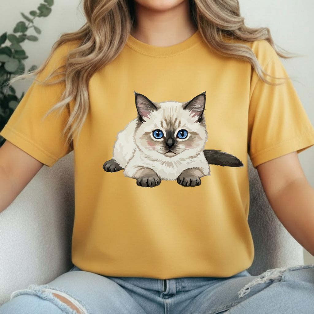 Cat Graphic T-Shirt — Cute Blue-Eyed Siamese Kitten Tee for Cat Lovers