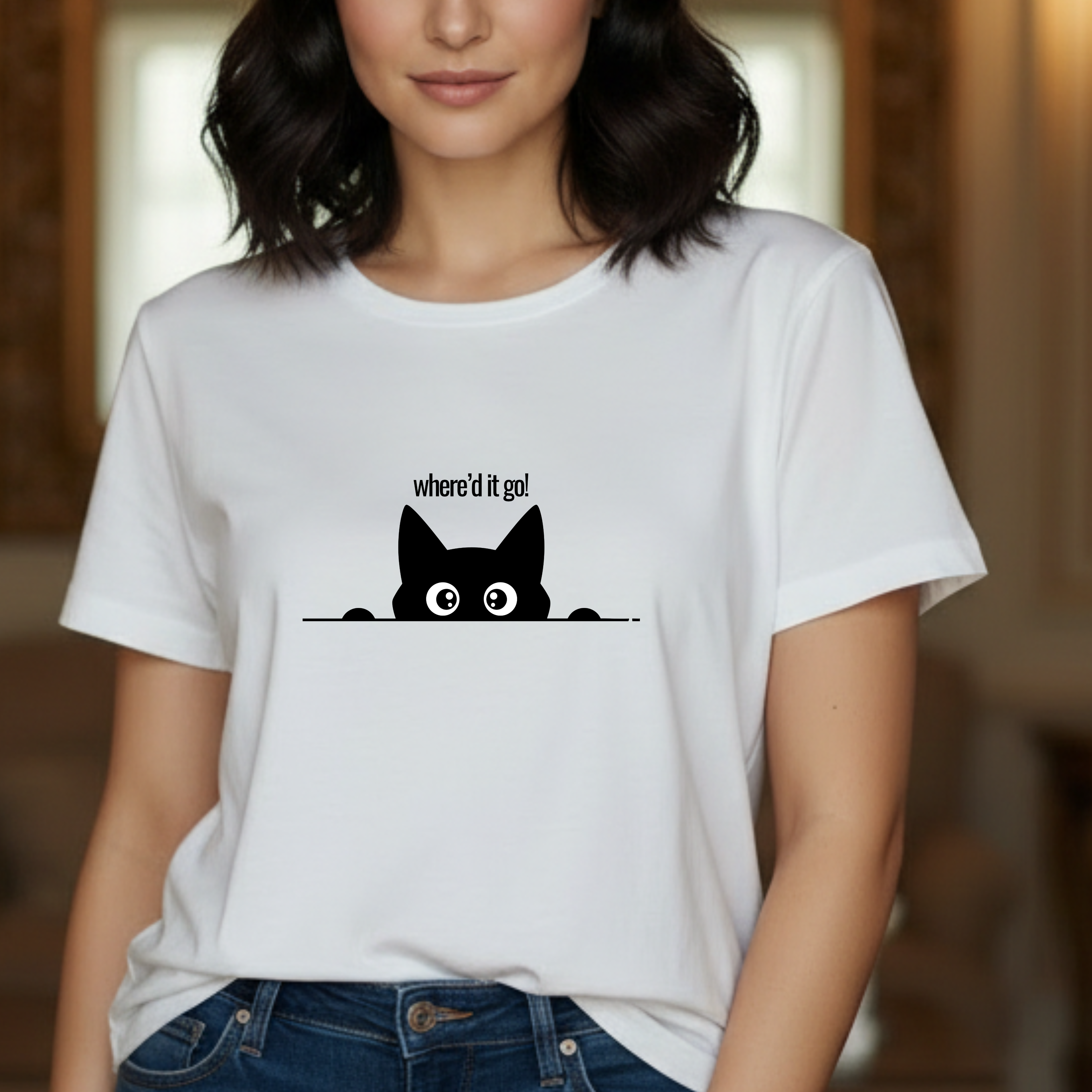 Where'd It Go? Peeking Cat T-Shirt