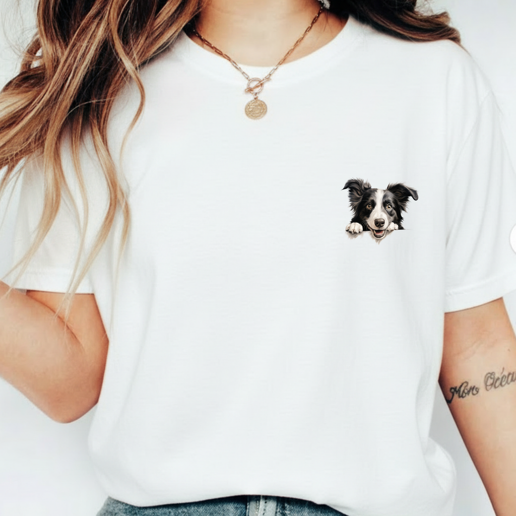 Border Collie Portrait T-Shirt - Cute Dog Face Tee for Pet Lovers