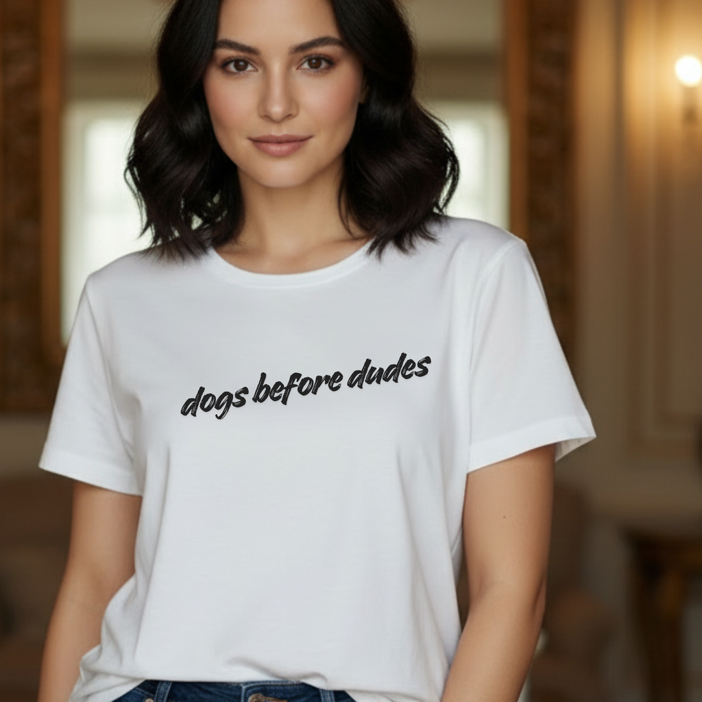 Dogs Before Dudes T-Shirt — Funny Dog Lover Tee