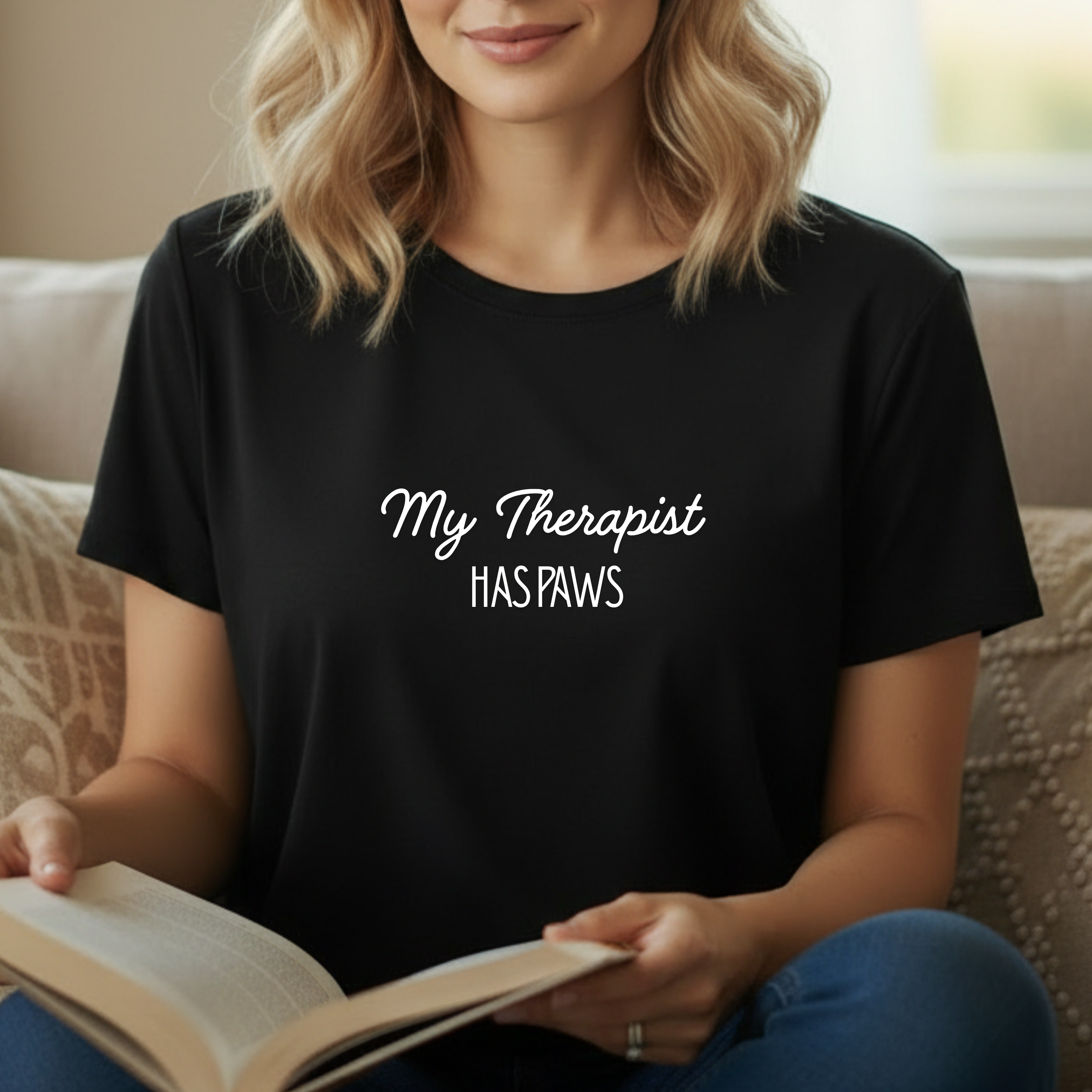 My Therapist Has Paws T-Shirt — Funny Pet Lover Tee for Dog & Cat Owners