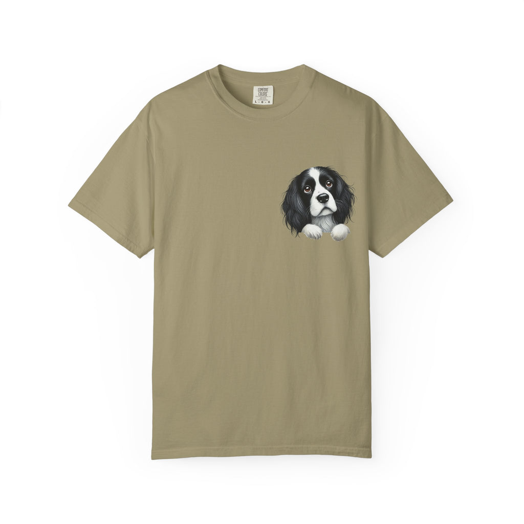 Peek-a-Border Spaniel T-Shirt — Cute Dog Face Tee for Dog Lovers