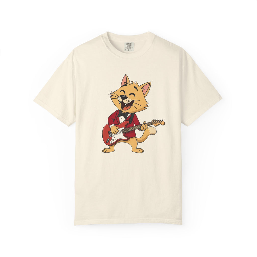 Cat Rocker T-Shirt – Cute Guitar-Playing Cat Graphic Tee Retro Cat Rock