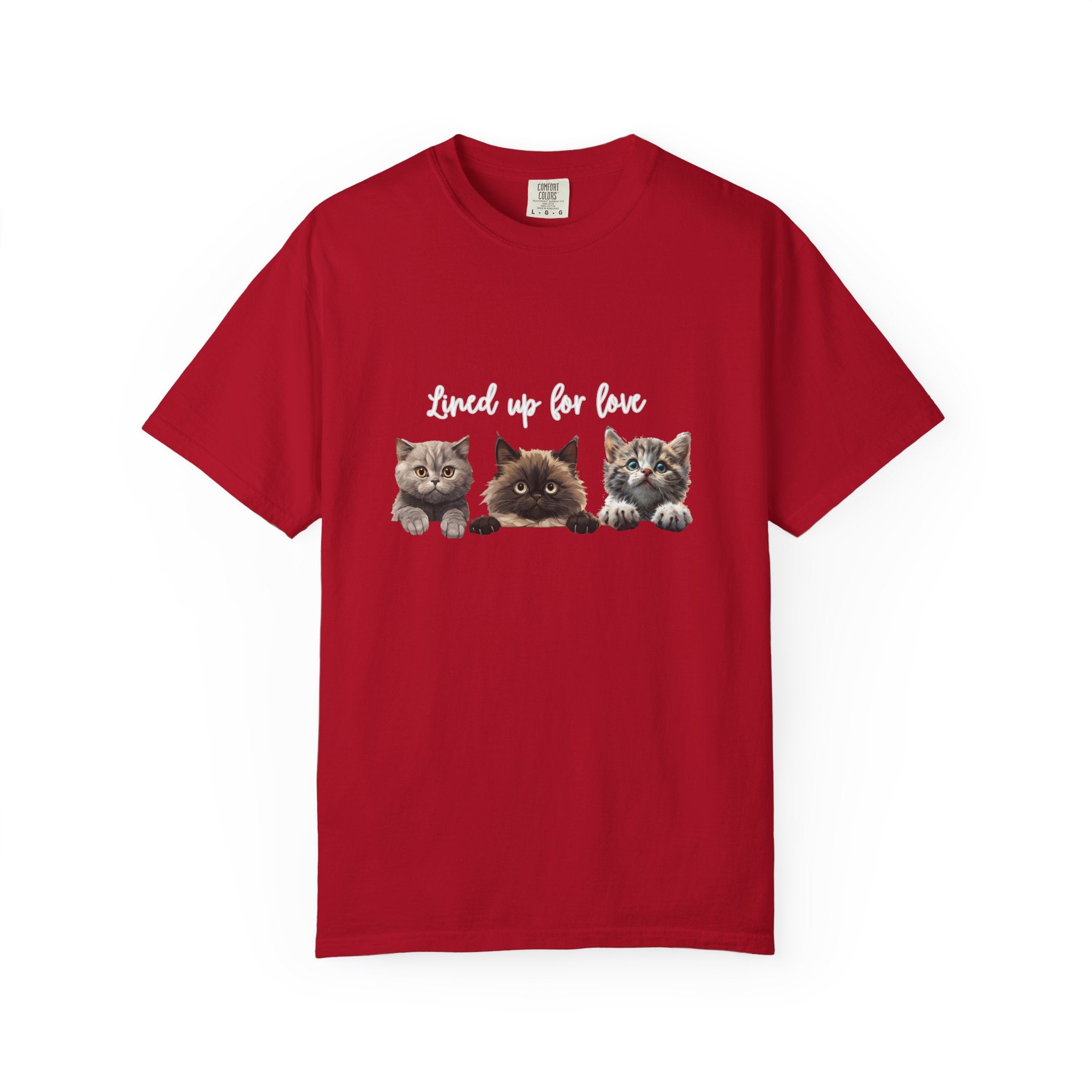 Cat Lover T-Shirt — 'Lined Up for Love' Cute Kitten Graphic Tee