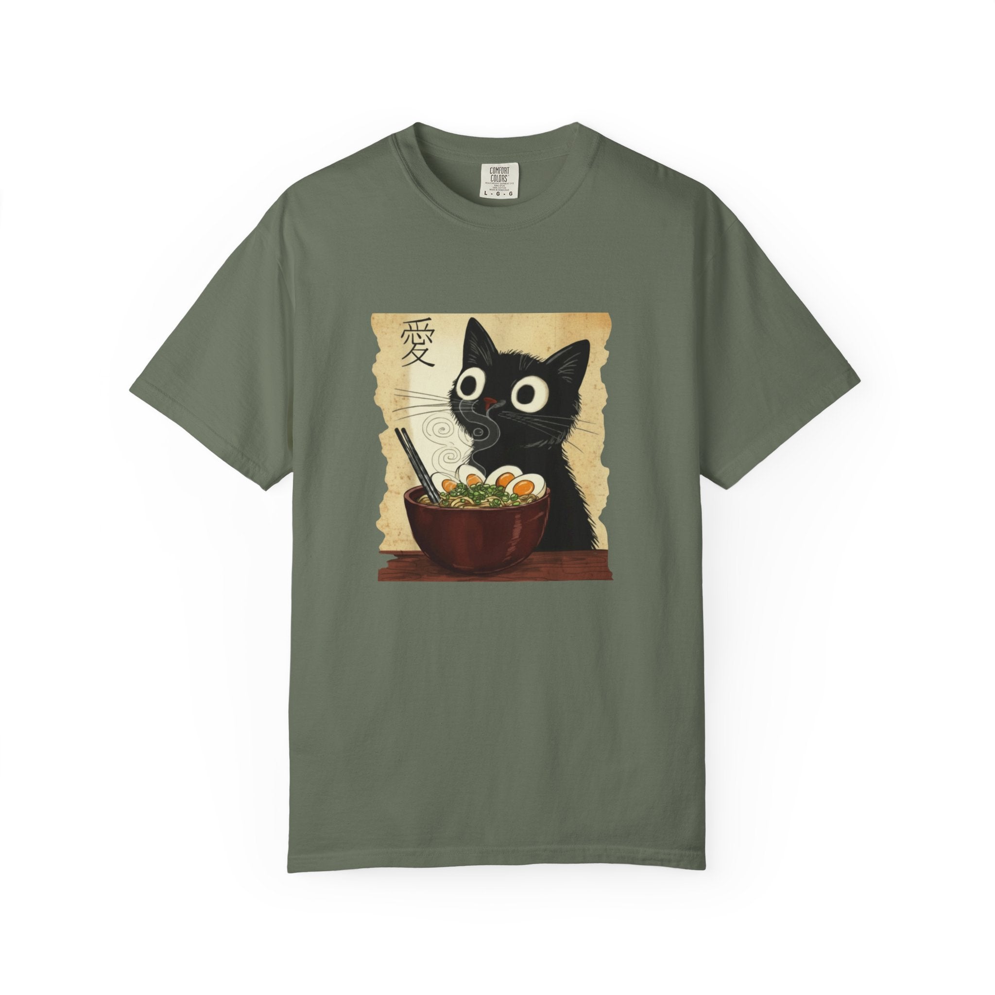 Black Cat Ramen T-Shirt — Cute Japanese Neko Love Graphic Tee