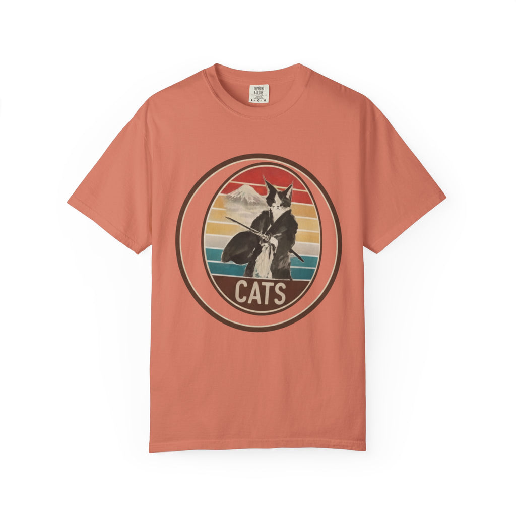 Retro Ninja Cats T-Shirt – Vintage Sunset Cat Graphic Tee
