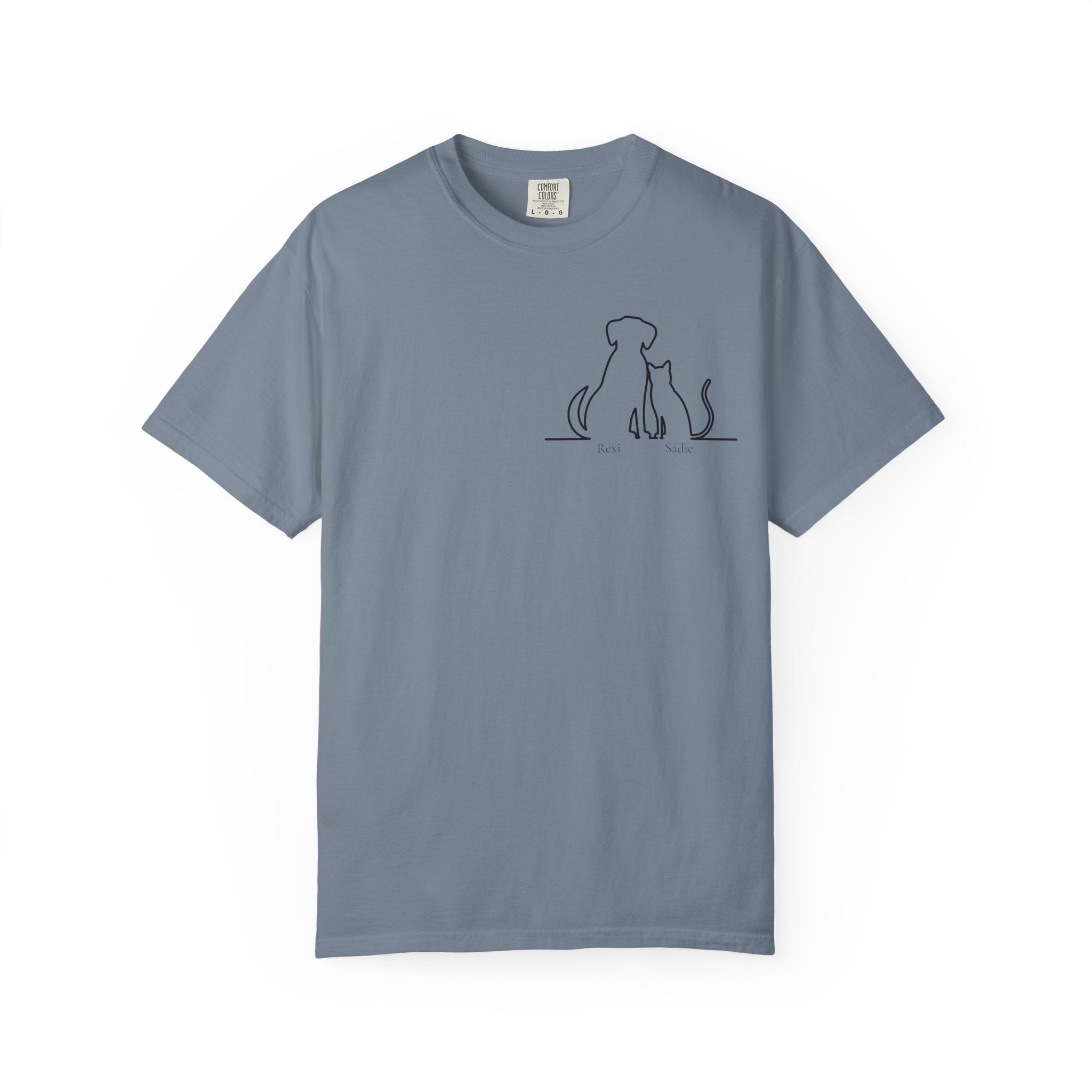 Dog & Cat Sunset**  Line Drawing T-Shirt — Minimalist Pet Lovers Tee