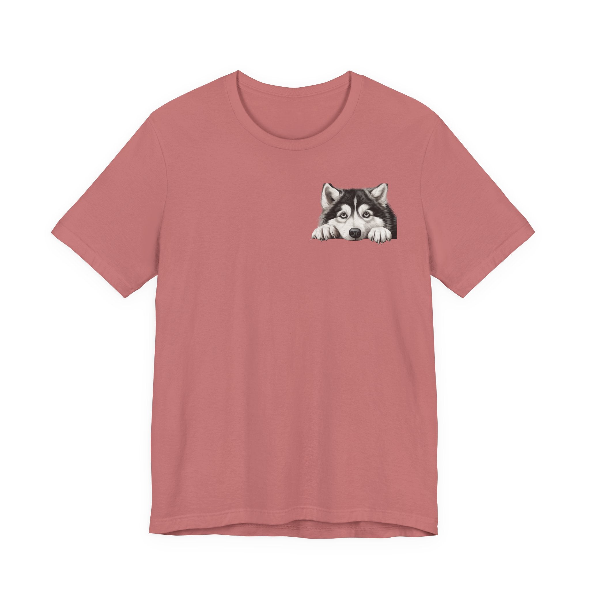 Husky Peekaboo Pocket Tee — Cute Siberian Husky Dog T-Shirt