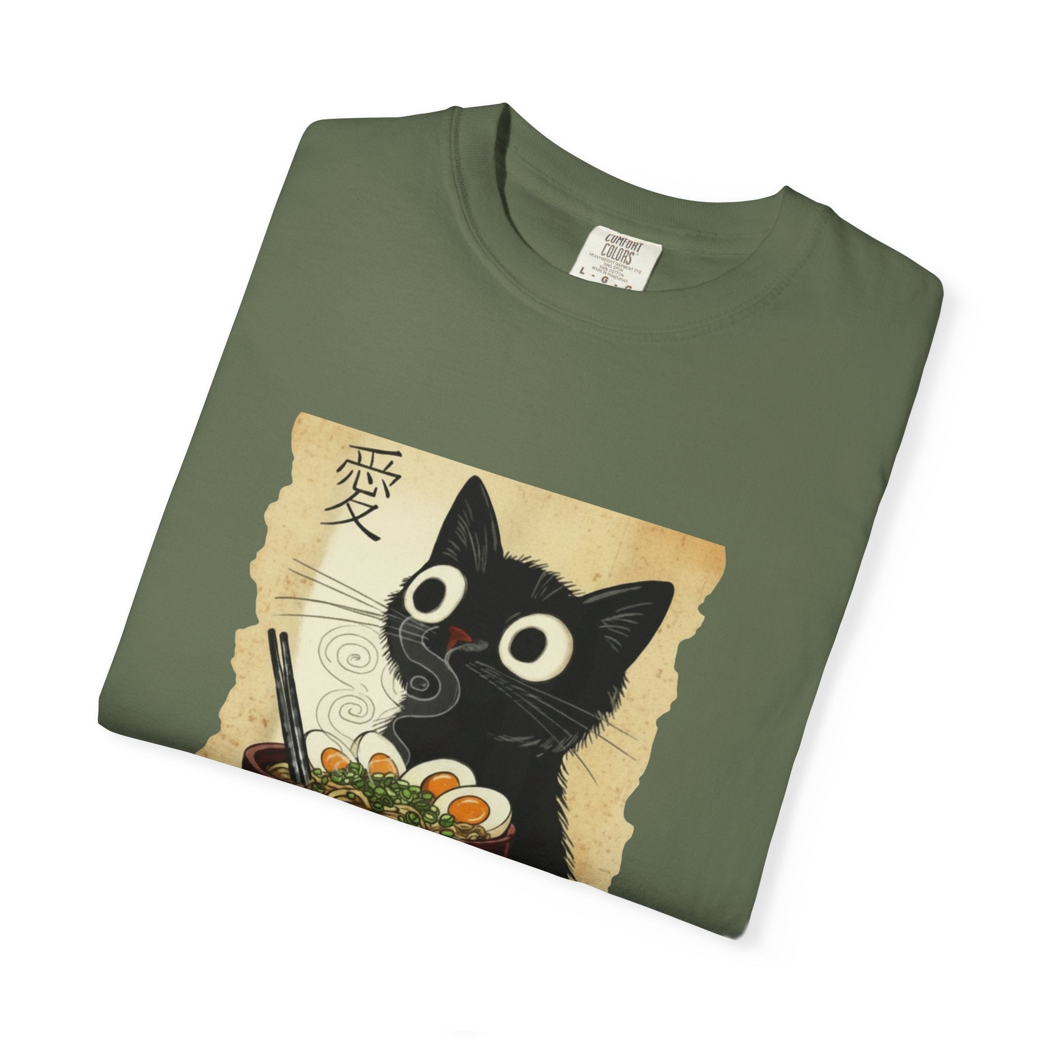 Black Cat Ramen T-Shirt — Cute Japanese Neko Love Graphic Tee