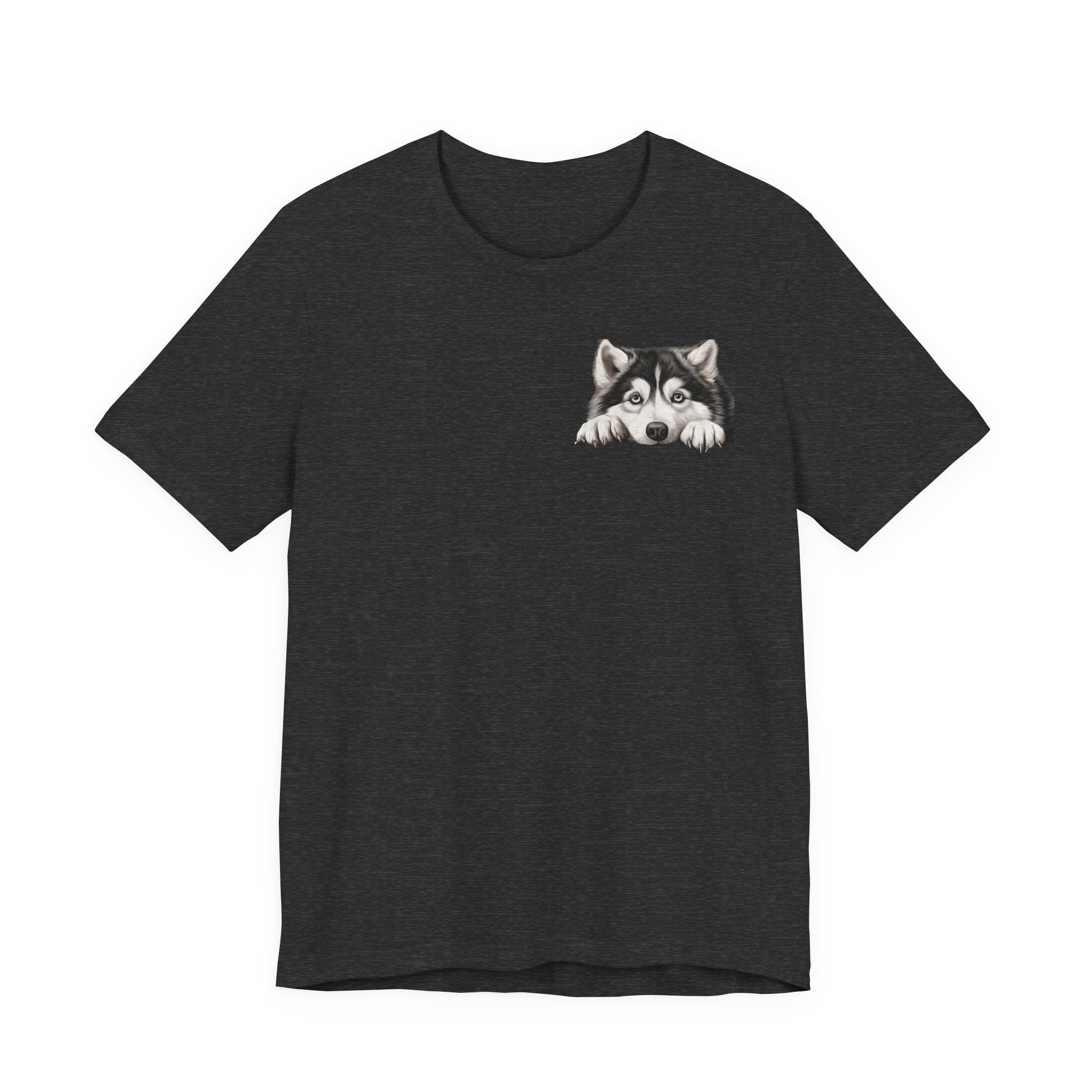 Husky Peekaboo Pocket Tee — Cute Siberian Husky Dog T-Shirt