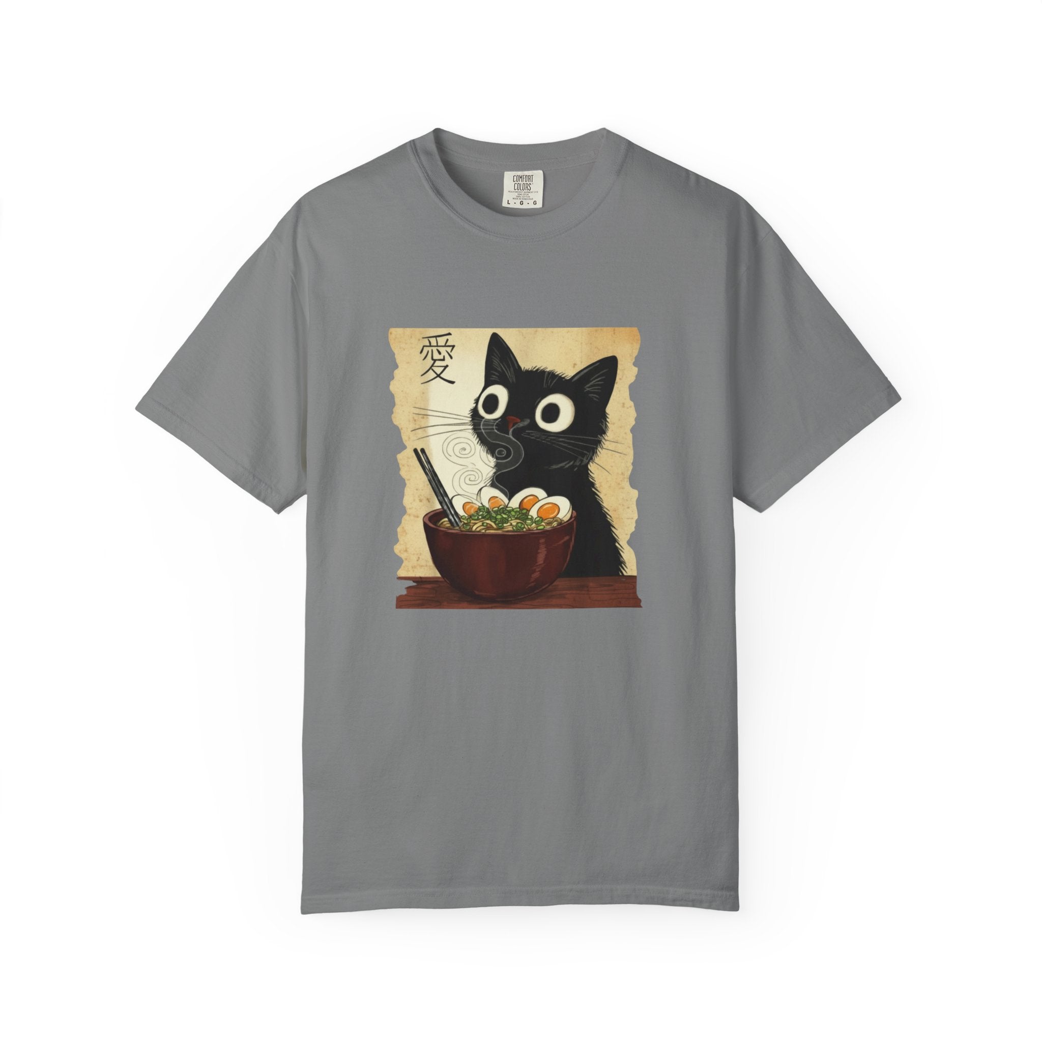 Black Cat Ramen T-Shirt — Cute Japanese Neko Love Graphic Tee
