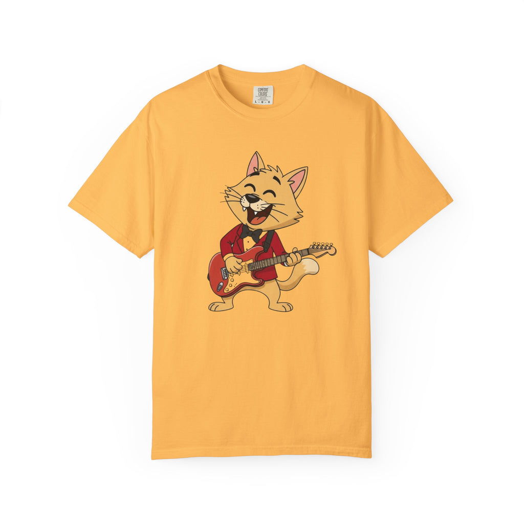 Cat Rocker T-Shirt – Cute Guitar-Playing Cat Graphic Tee Retro Cat Rock