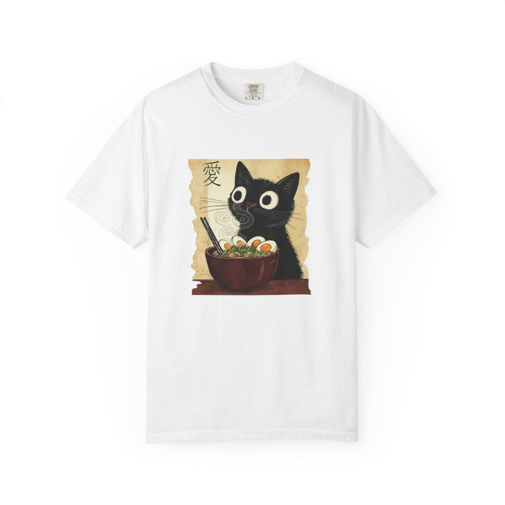 Black Cat Ramen T-Shirt — Cute Japanese Neko Love Graphic Tee