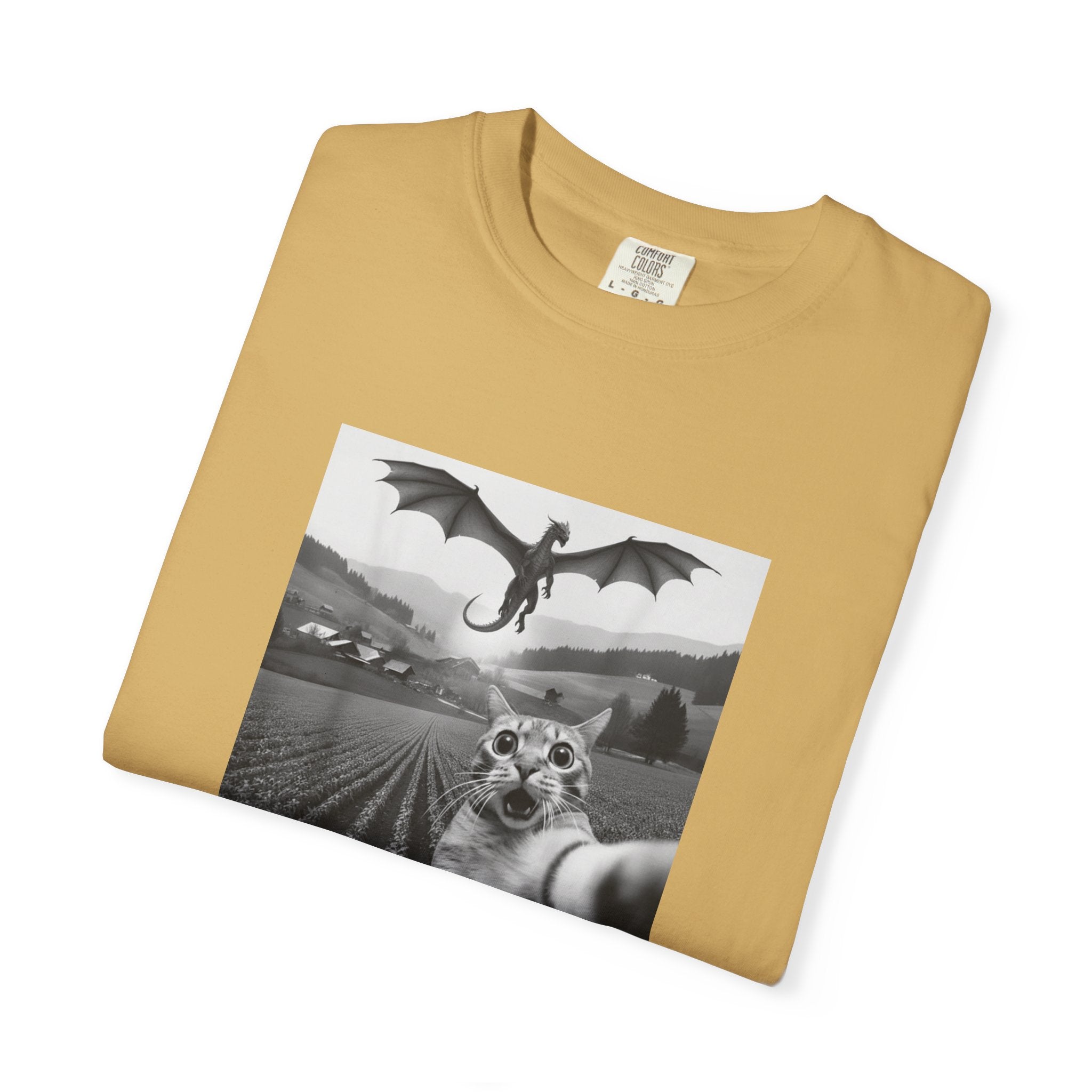 Dragon & Cat Selfie T-Shirt — Funny Cat Selfie Graphic Tee