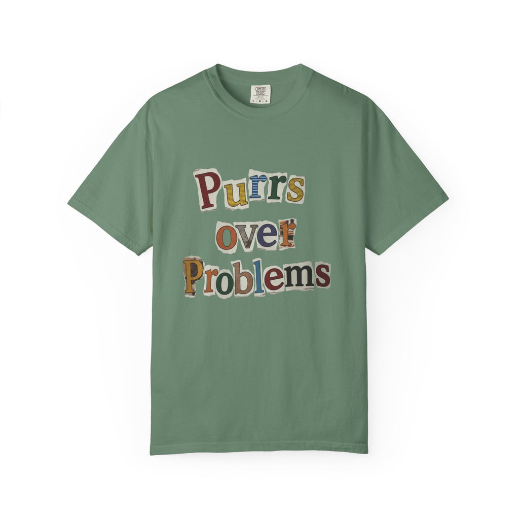 Purrs Over Problems T-Shirt — Cute Cat Quote Tee for Cat Lovers