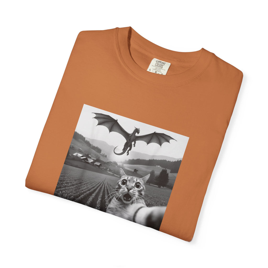 Dragon & Cat Selfie T-Shirt — Funny Cat Selfie Graphic Tee