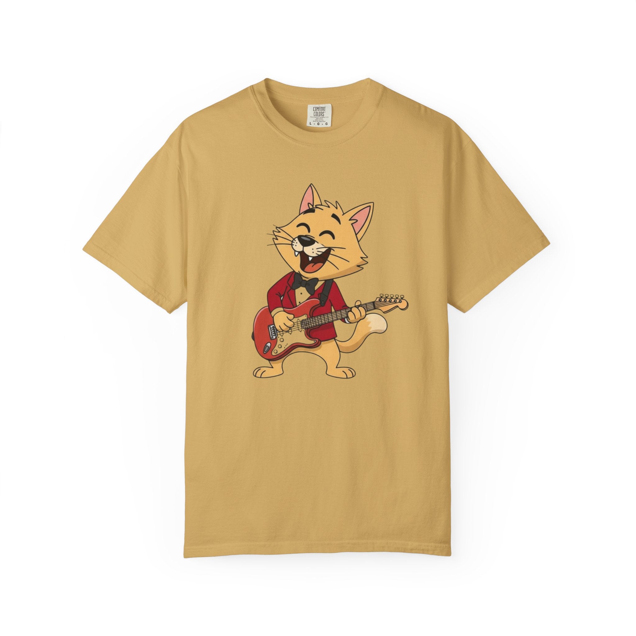 Cat Rocker T-Shirt – Cute Guitar-Playing Cat Graphic Tee Retro Cat Rock