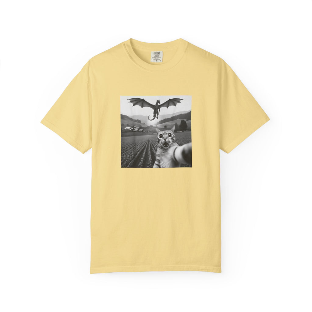 Dragon & Cat Selfie T-Shirt — Funny Cat Selfie Graphic Tee