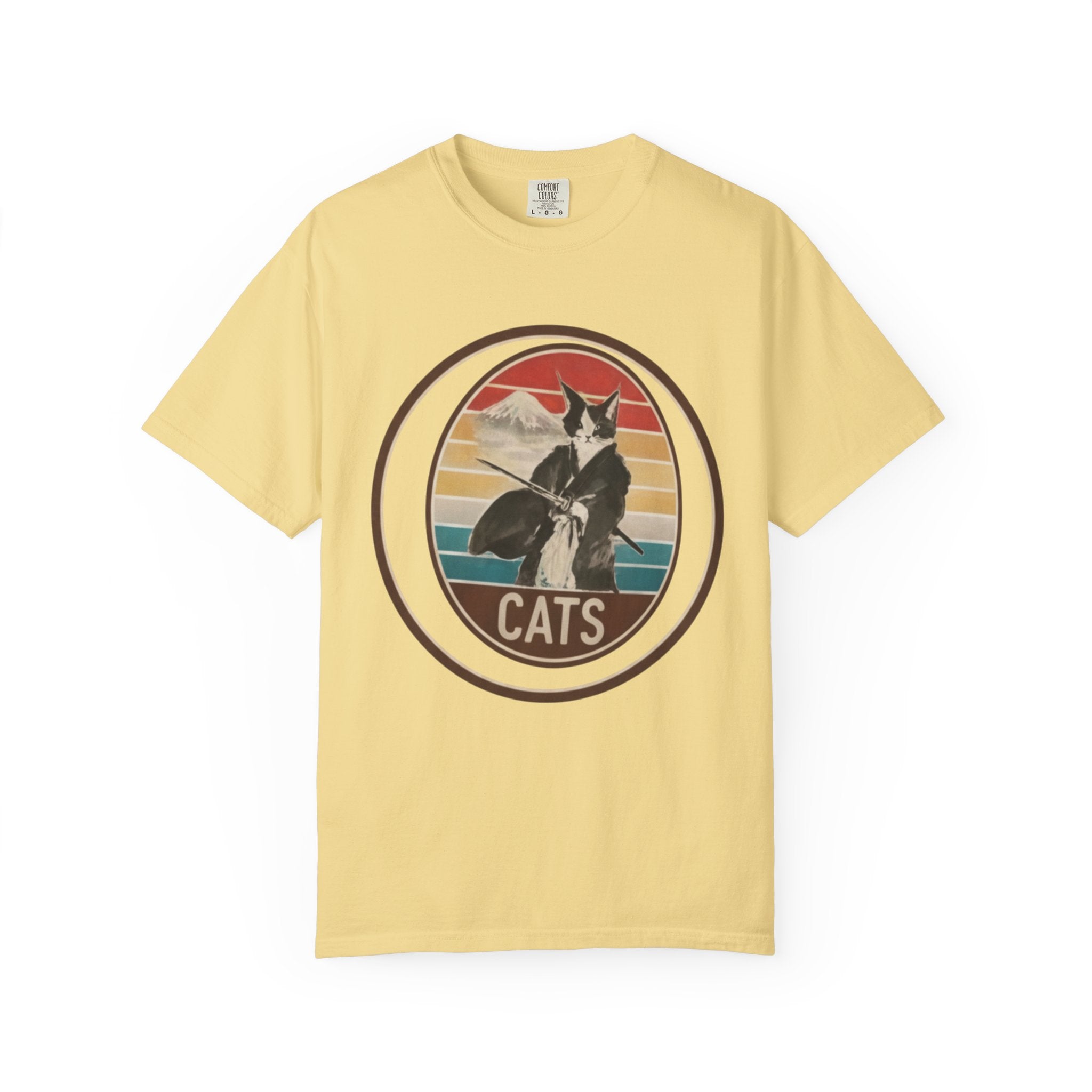 Retro Ninja Cats T-Shirt – Vintage Sunset Cat Graphic Tee