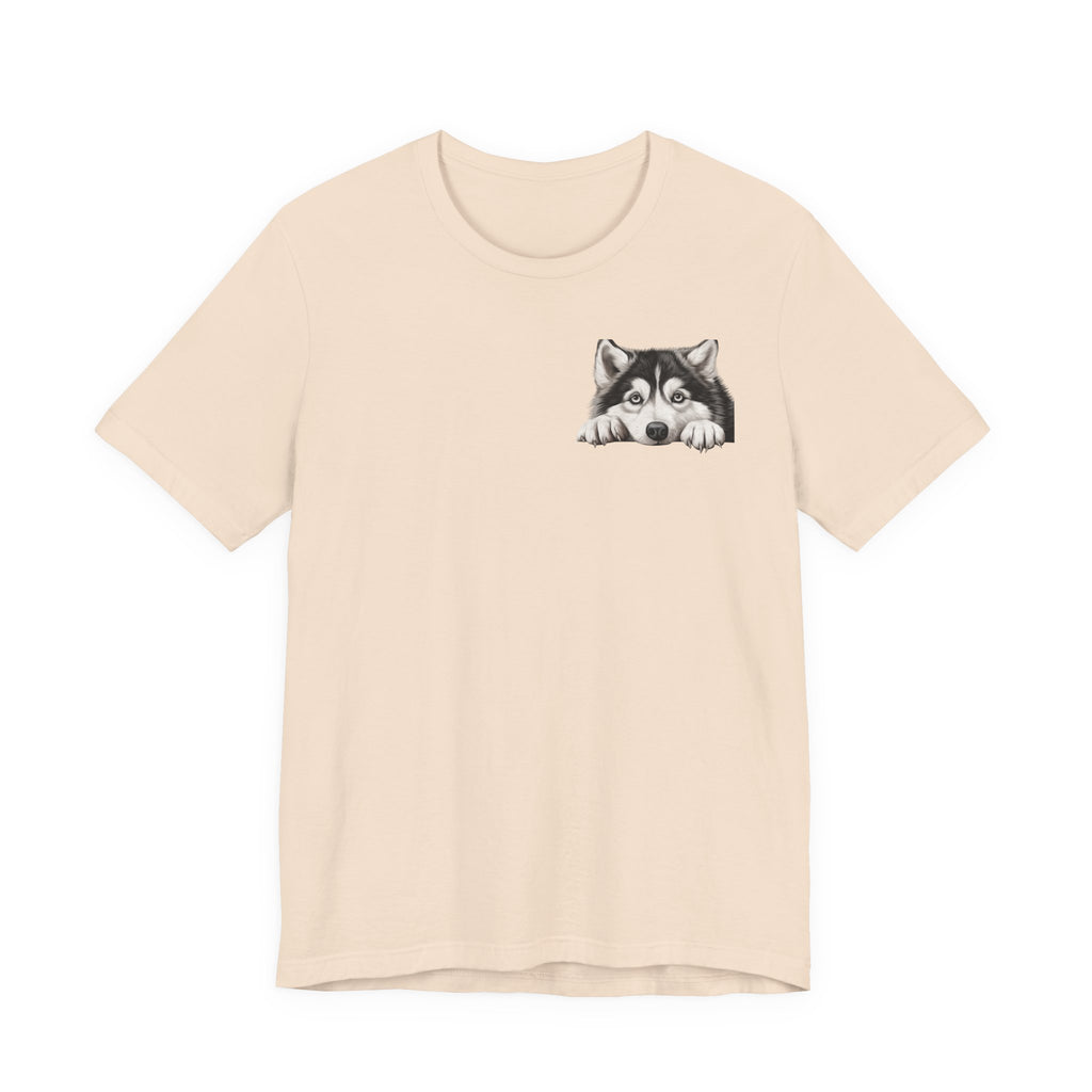 Husky Peekaboo Pocket Tee — Cute Siberian Husky Dog T-Shirt