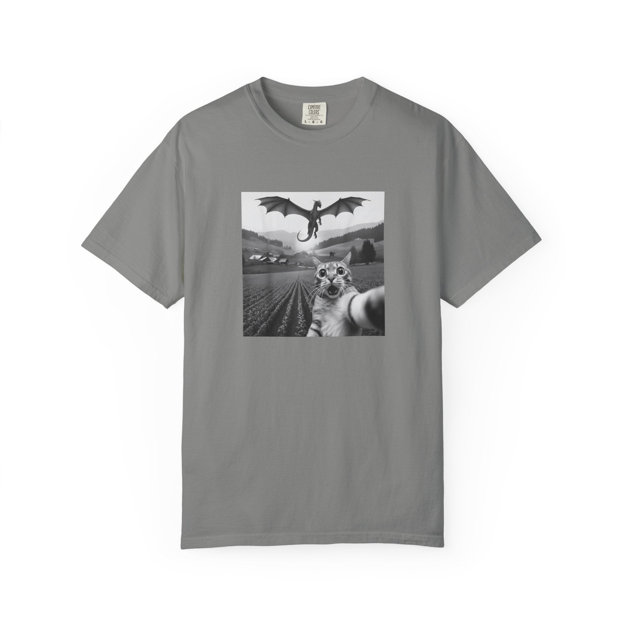 Dragon & Cat Selfie T-Shirt — Funny Cat Selfie Graphic Tee