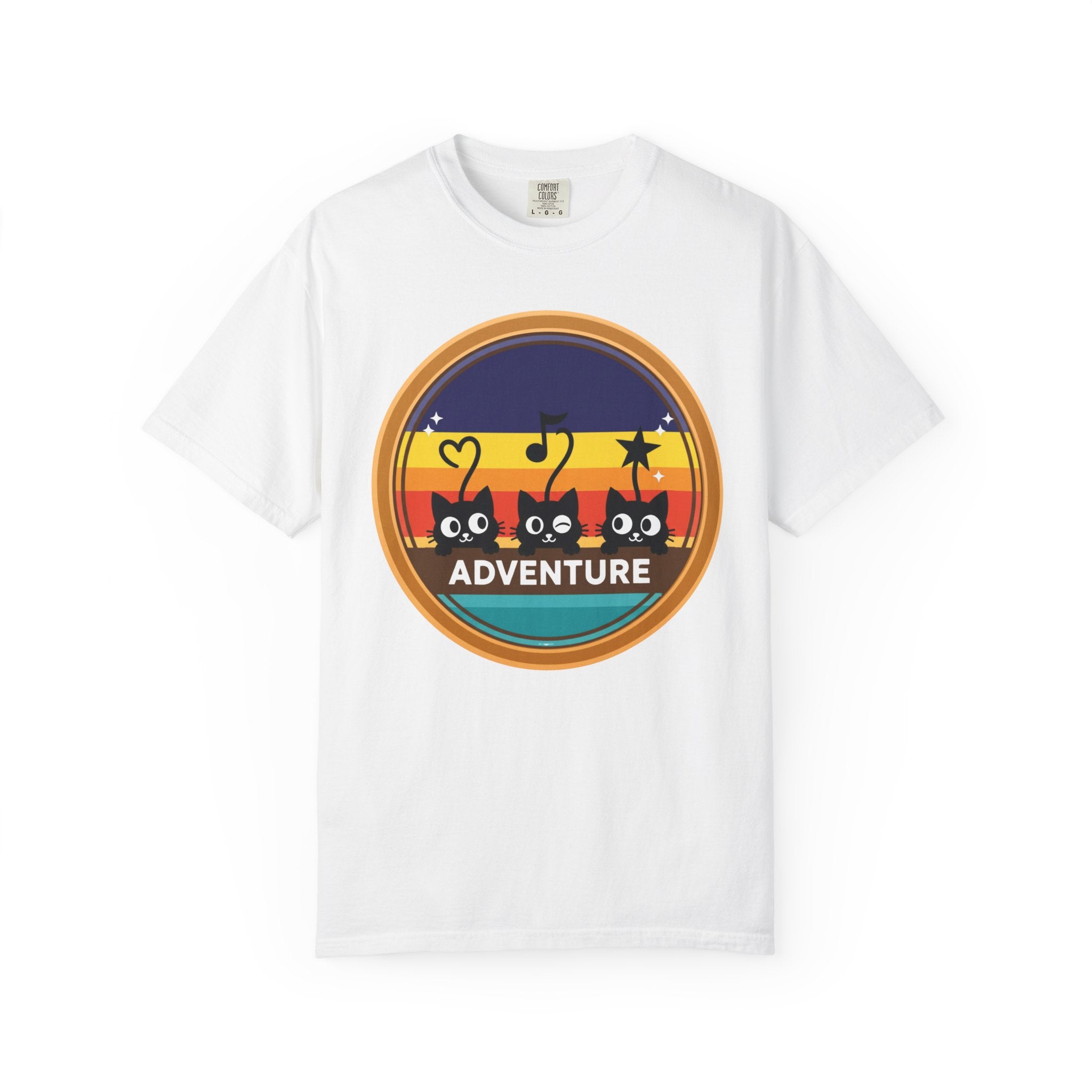 Adventure Cats T-Shirt — Retro Stripe Cat Trio Tee
