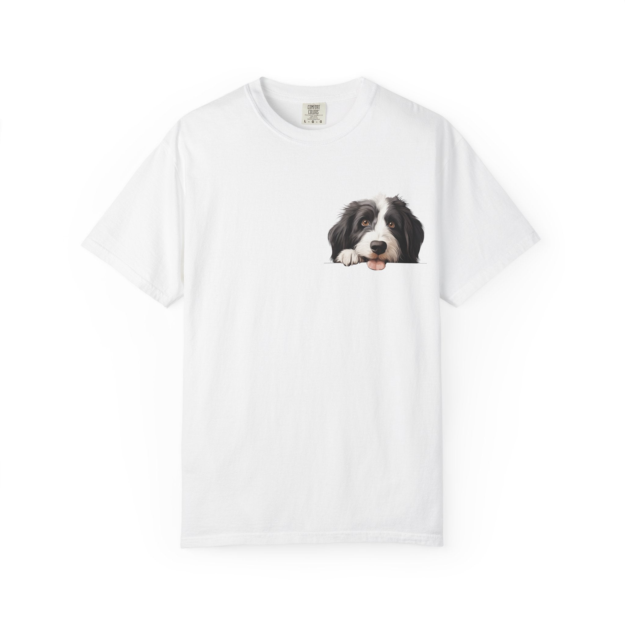 Border Collie Peeking Face T-Shirt —  Adorable Cute Dog Eee is the Perfect Everyday Tee for Dog Moms, Pet Lovers, and Breed Enthusiasts