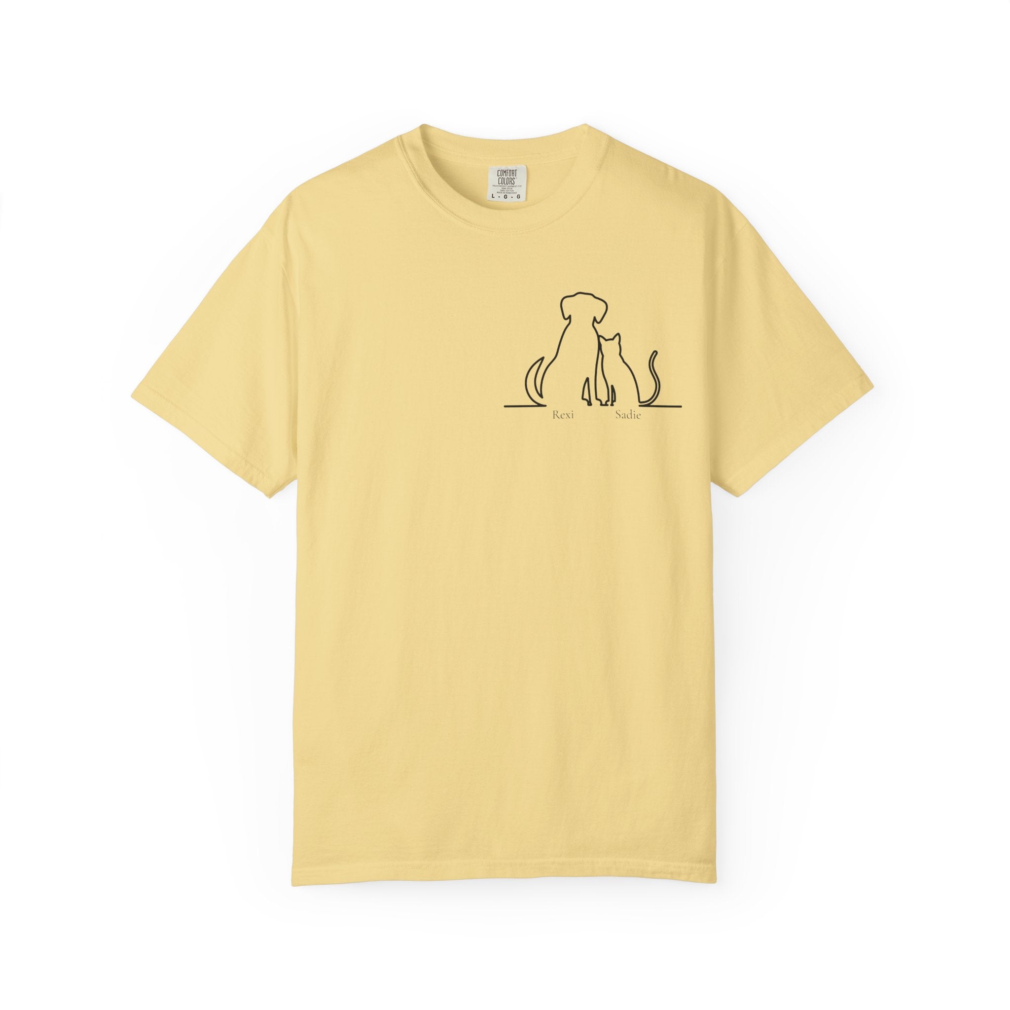 Dog & Cat Sunset**  Line Drawing T-Shirt — Minimalist Pet Lovers Tee