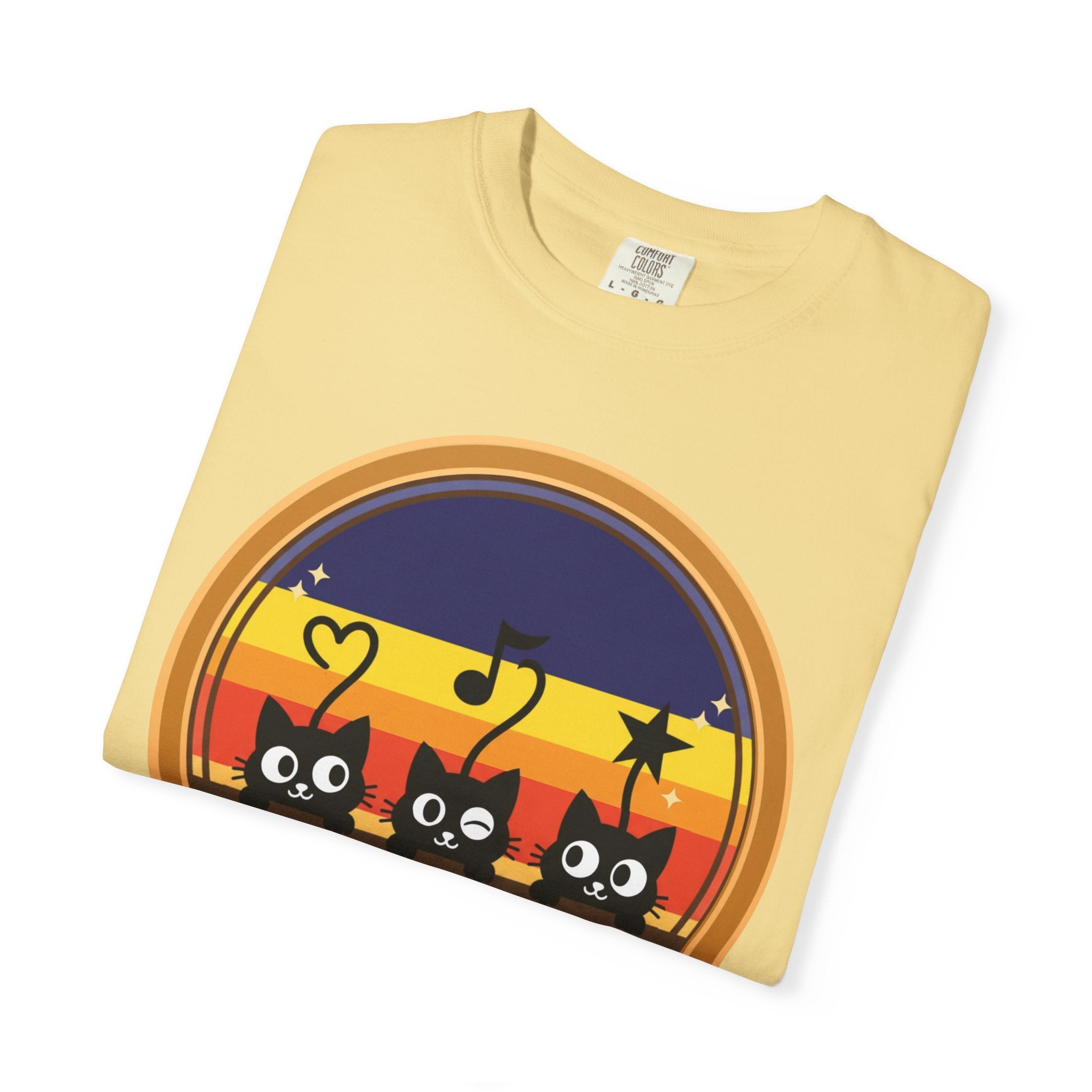 Adventure Cats T-Shirt — Retro Stripe Cat Trio Tee