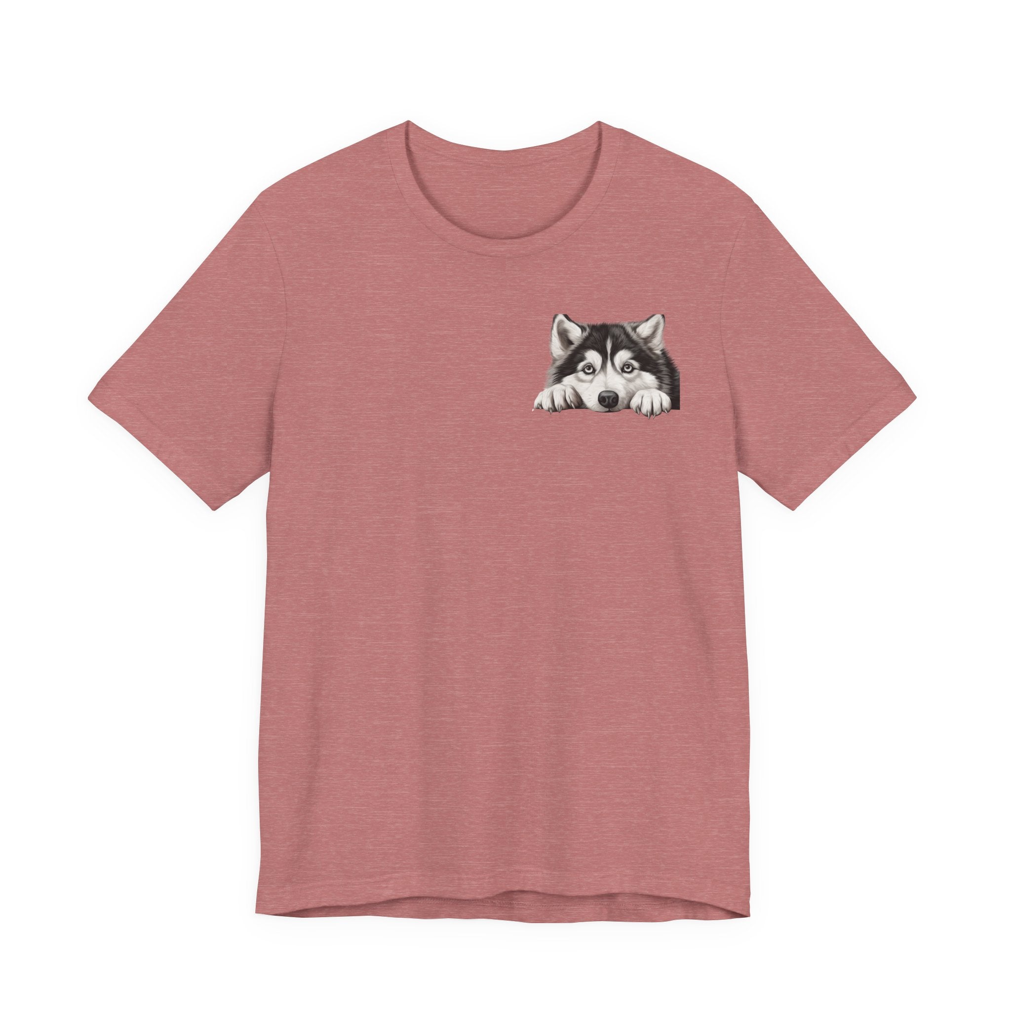 Husky Peekaboo Pocket Tee — Cute Siberian Husky Dog T-Shirt