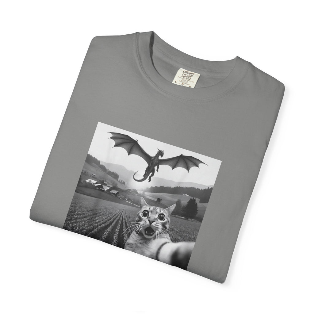 Dragon & Cat Selfie T-Shirt — Funny Cat Selfie Graphic Tee