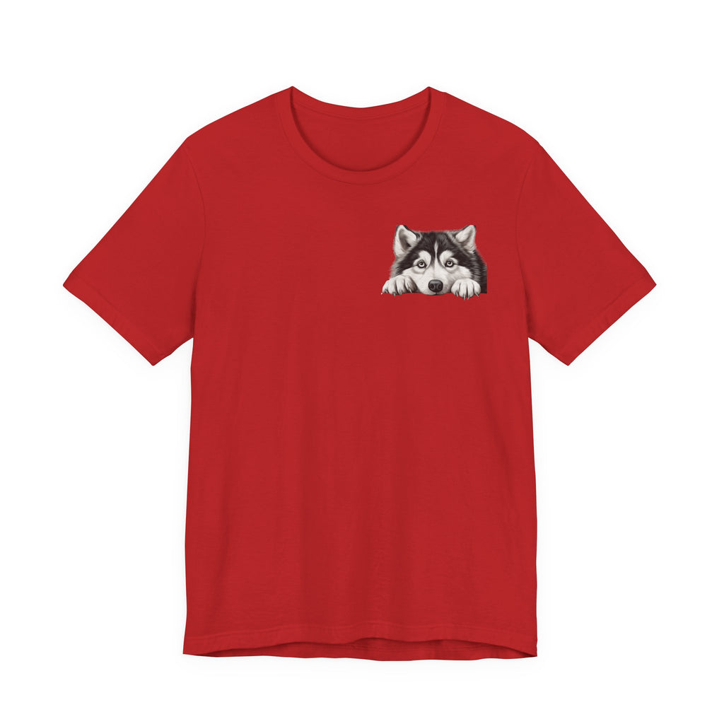 Husky Peekaboo Pocket Tee — Cute Siberian Husky Dog T-Shirt