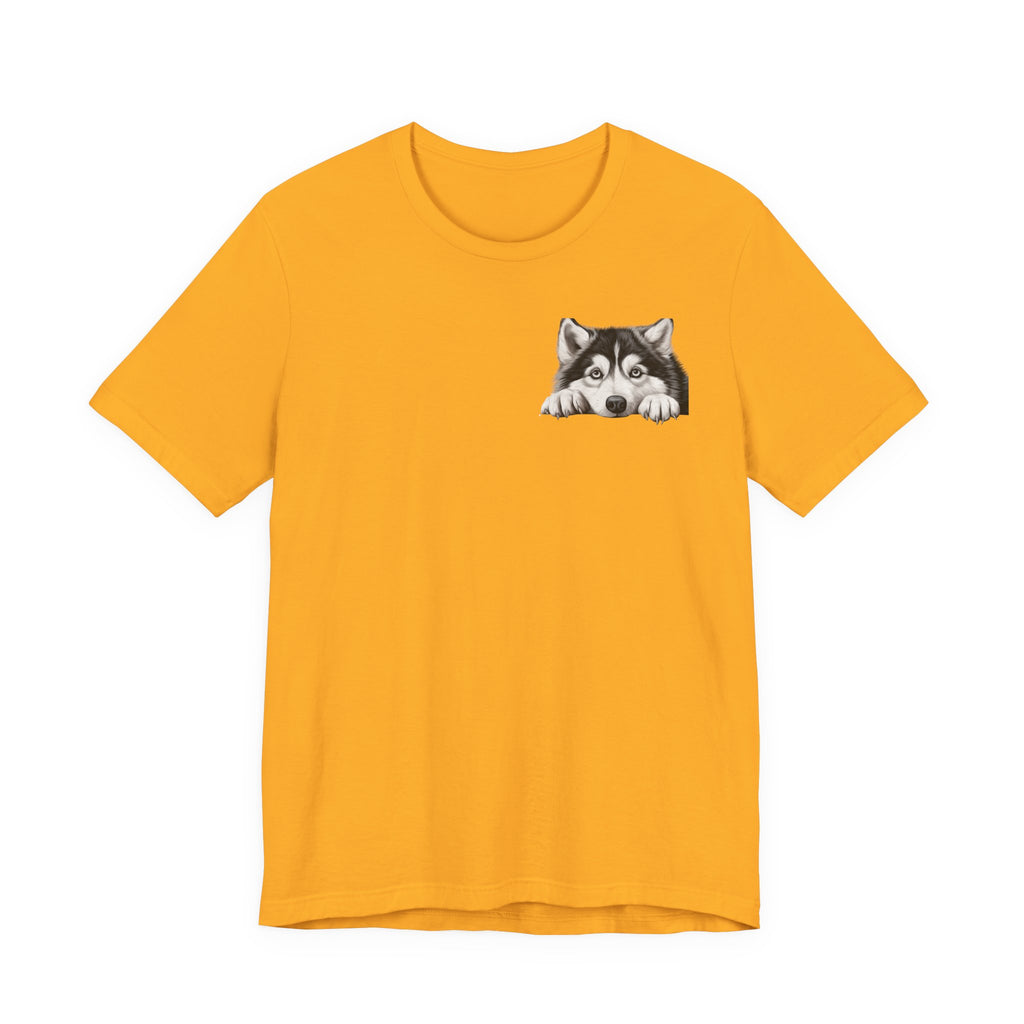 Husky Peekaboo Pocket Tee — Cute Siberian Husky Dog T-Shirt