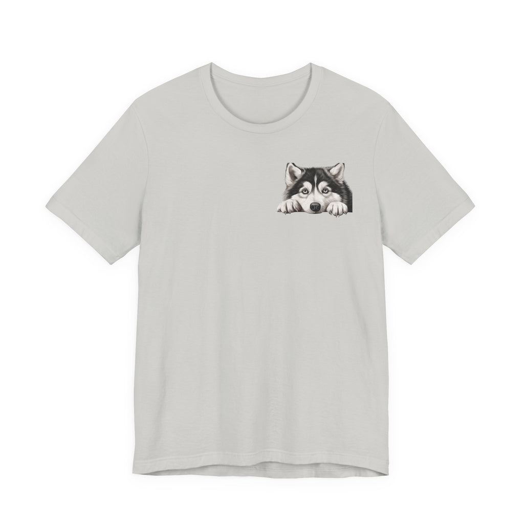 Husky Peekaboo Pocket Tee — Cute Siberian Husky Dog T-Shirt