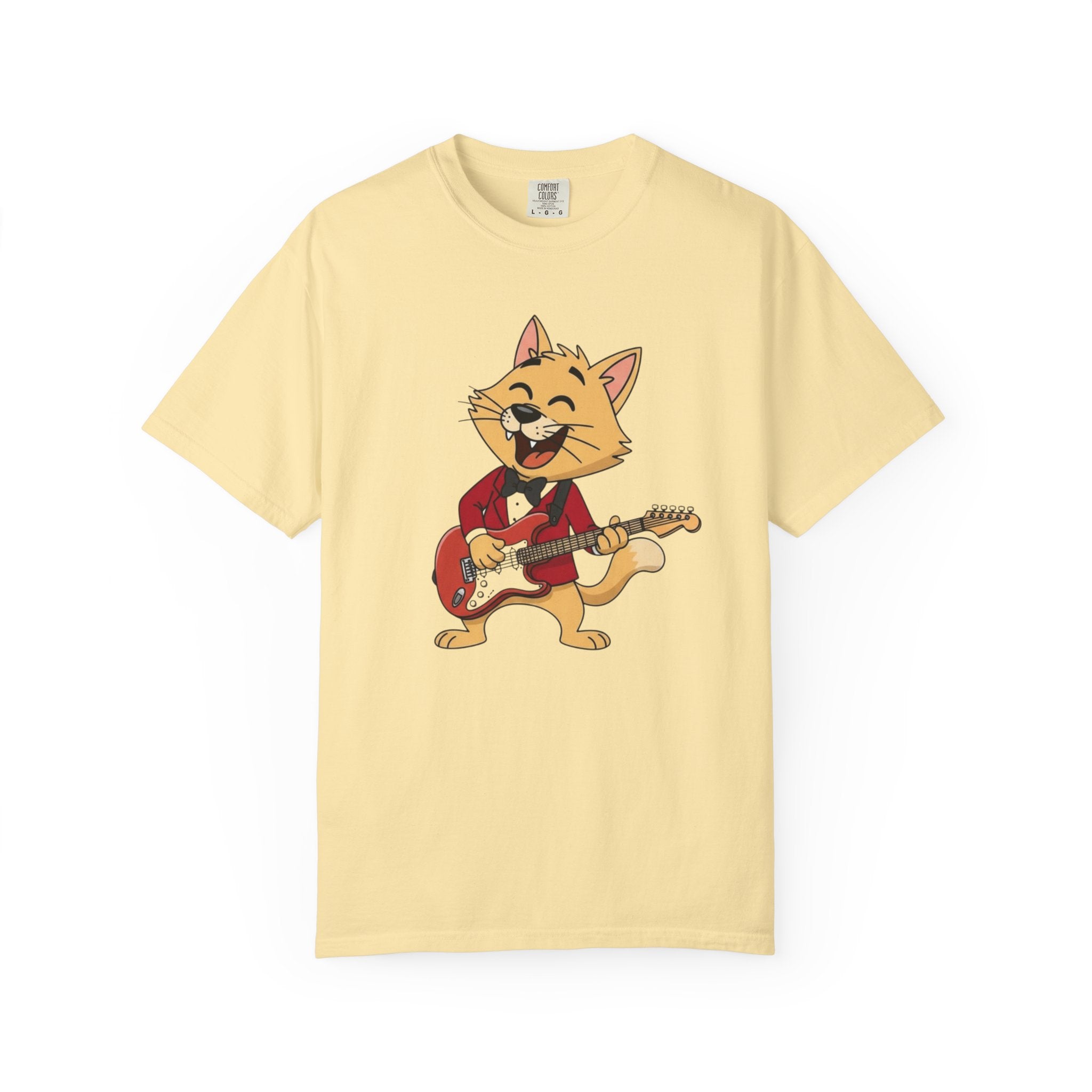 Cat Rocker T-Shirt – Cute Guitar-Playing Cat Graphic Tee Retro Cat Rock
