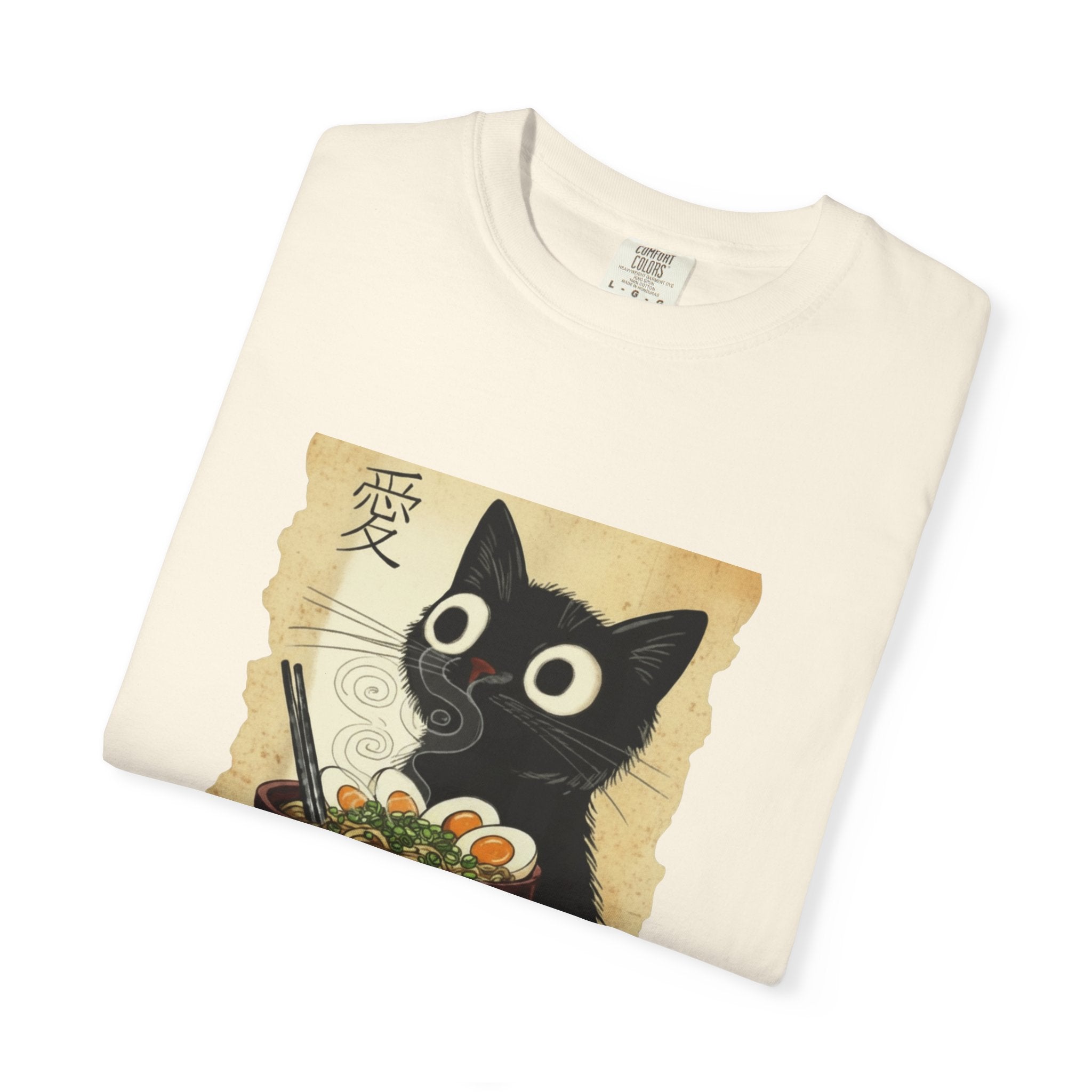 Black Cat Ramen T-Shirt — Cute Japanese Neko Love Graphic Tee